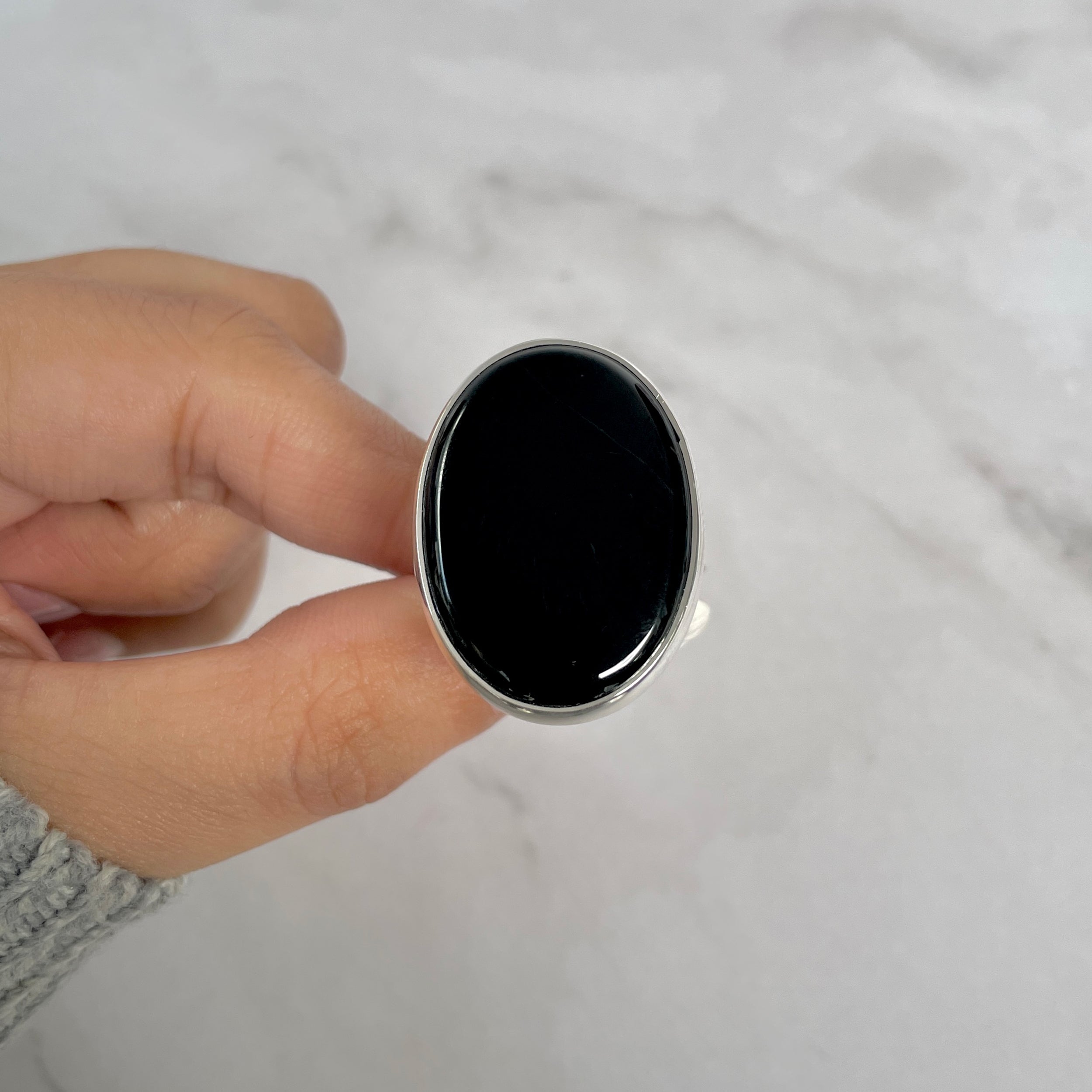 Black Onyx Adjustable Ring-(BOX-R-85.)