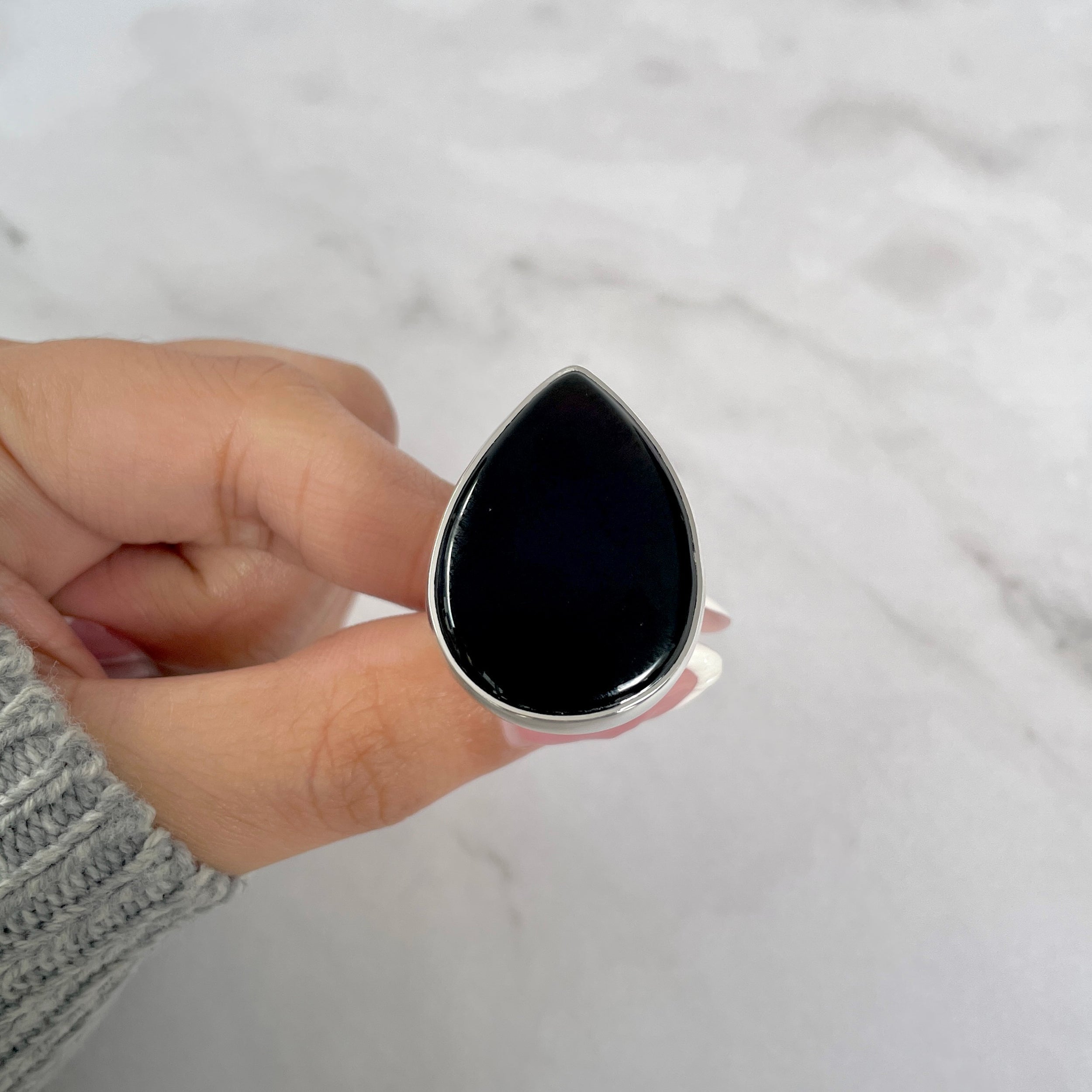 Black Onyx Adjustable Ring-(BOX-R-86.)