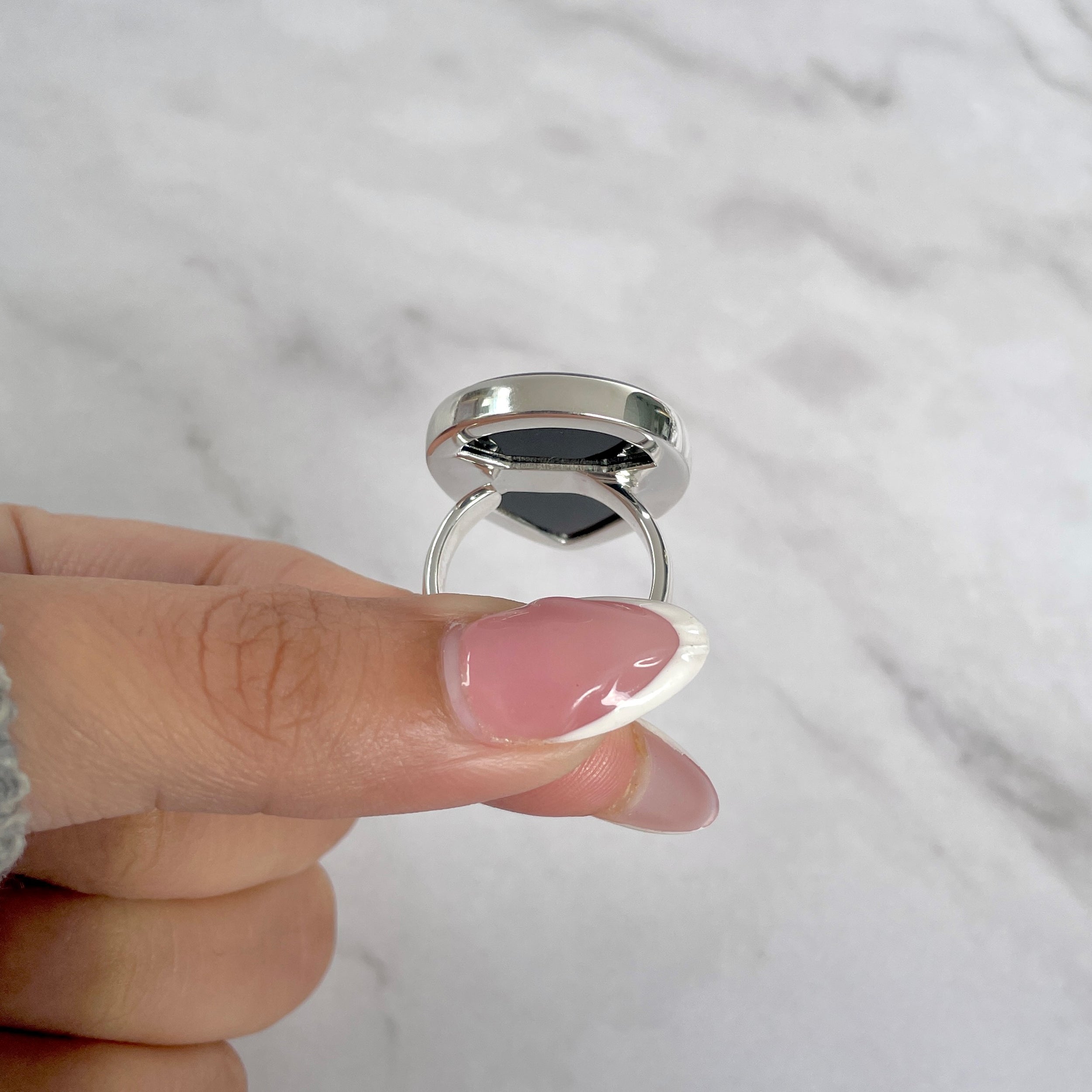 Black Onyx Adjustable Ring-(BOX-R-86.)