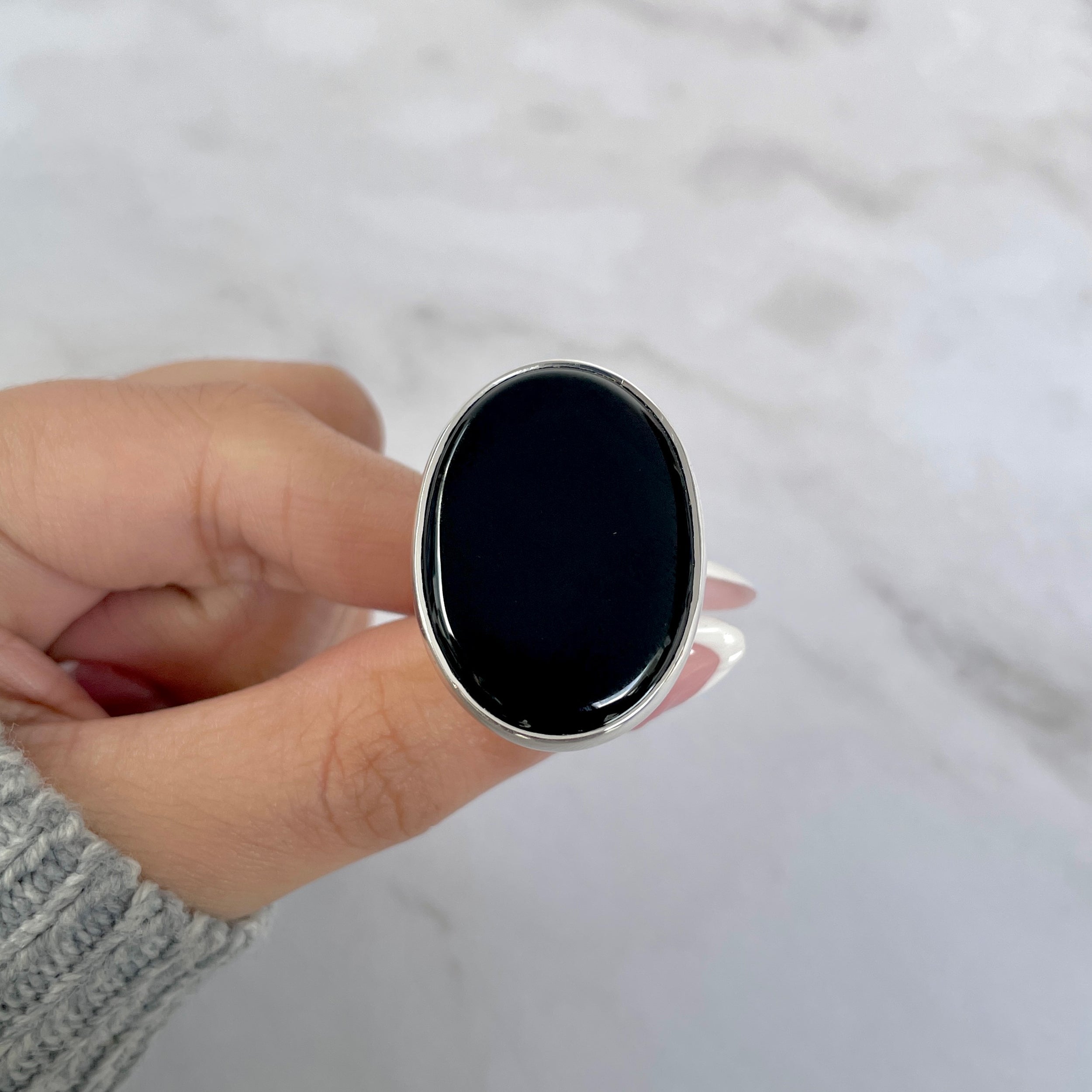 Black Onyx Adjustable Ring-(BOX-R-87.)