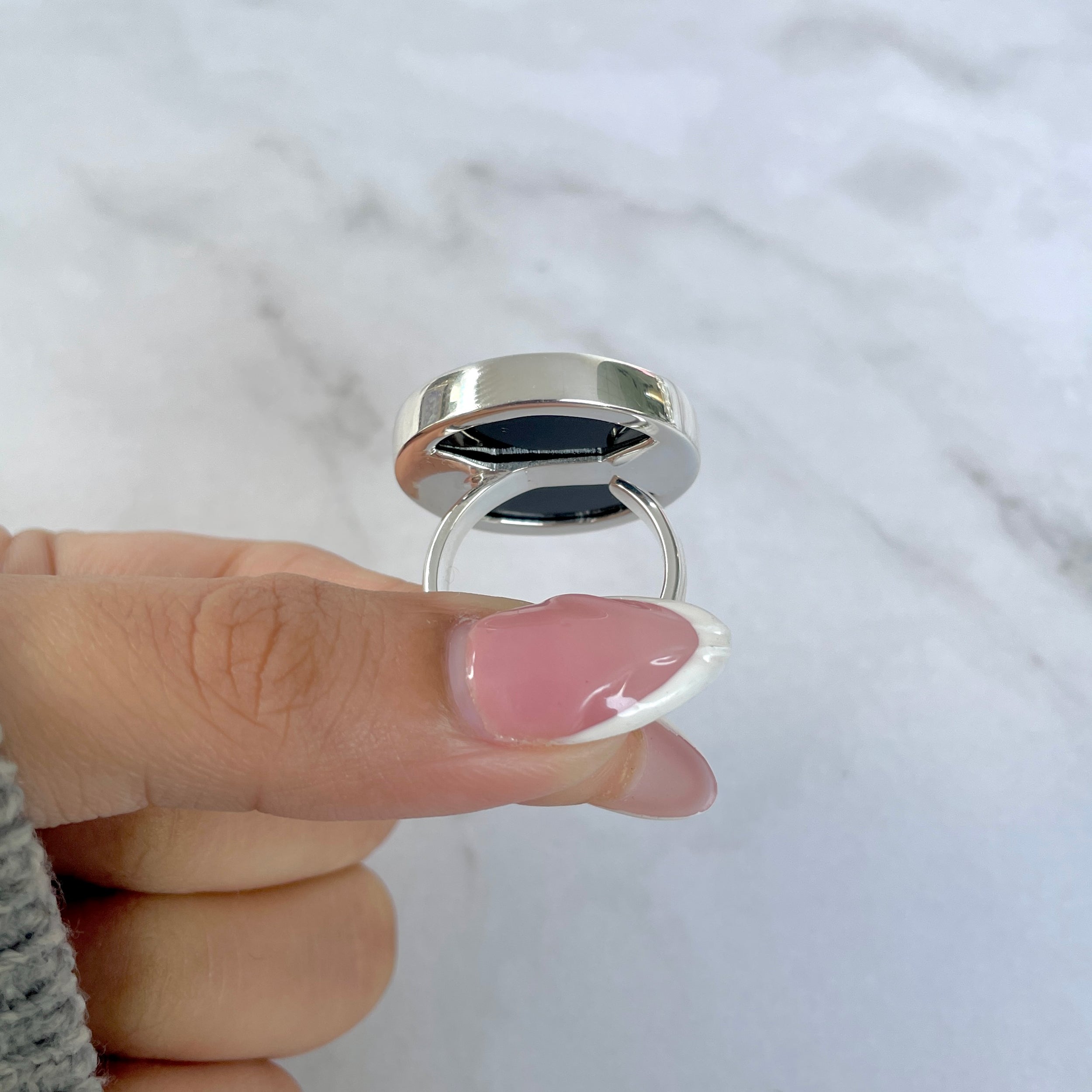 Black Onyx Adjustable Ring-(BOX-R-89.)