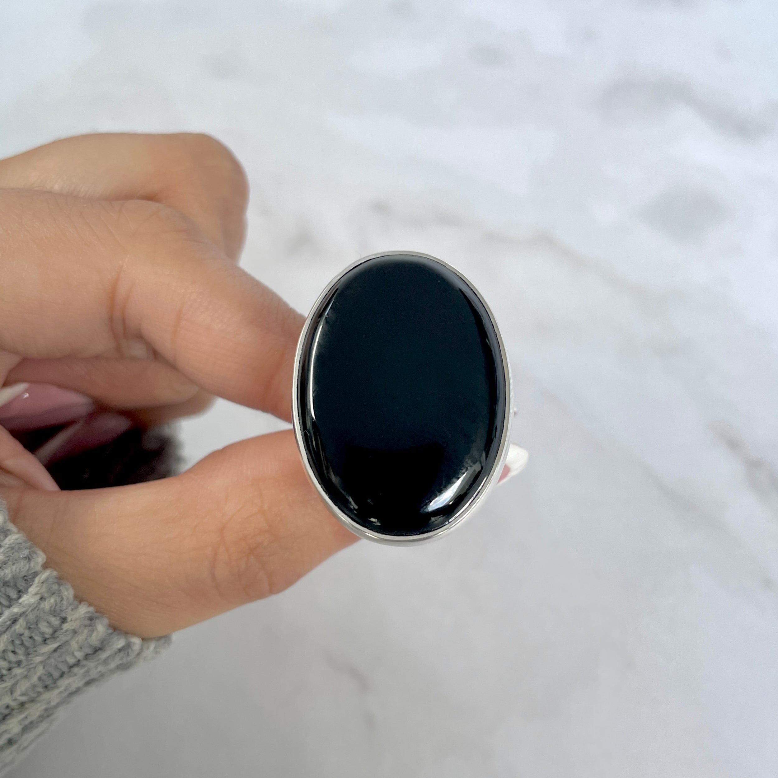 Black Onyx Adjustable Ring-(BOX-R-91.)