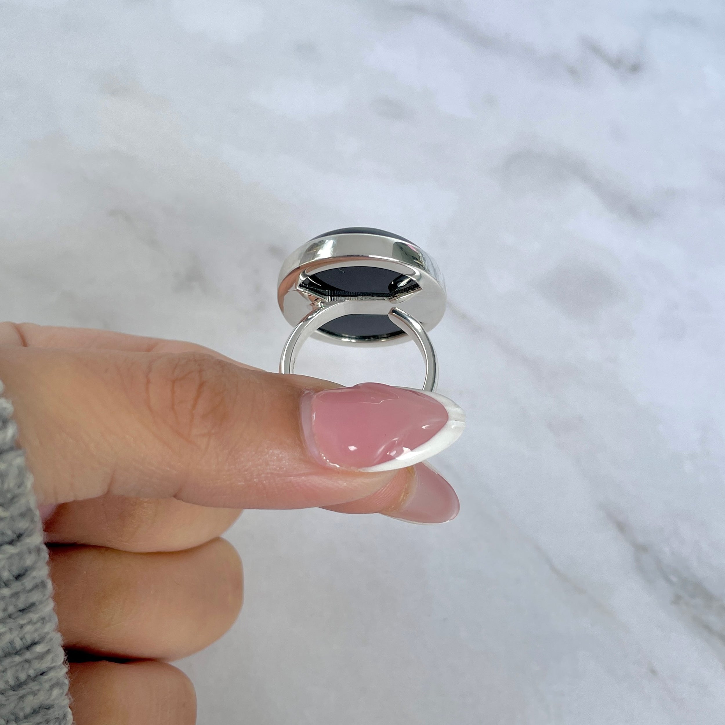 Black Onyx Adjustable Ring-(BOX-R-91.)