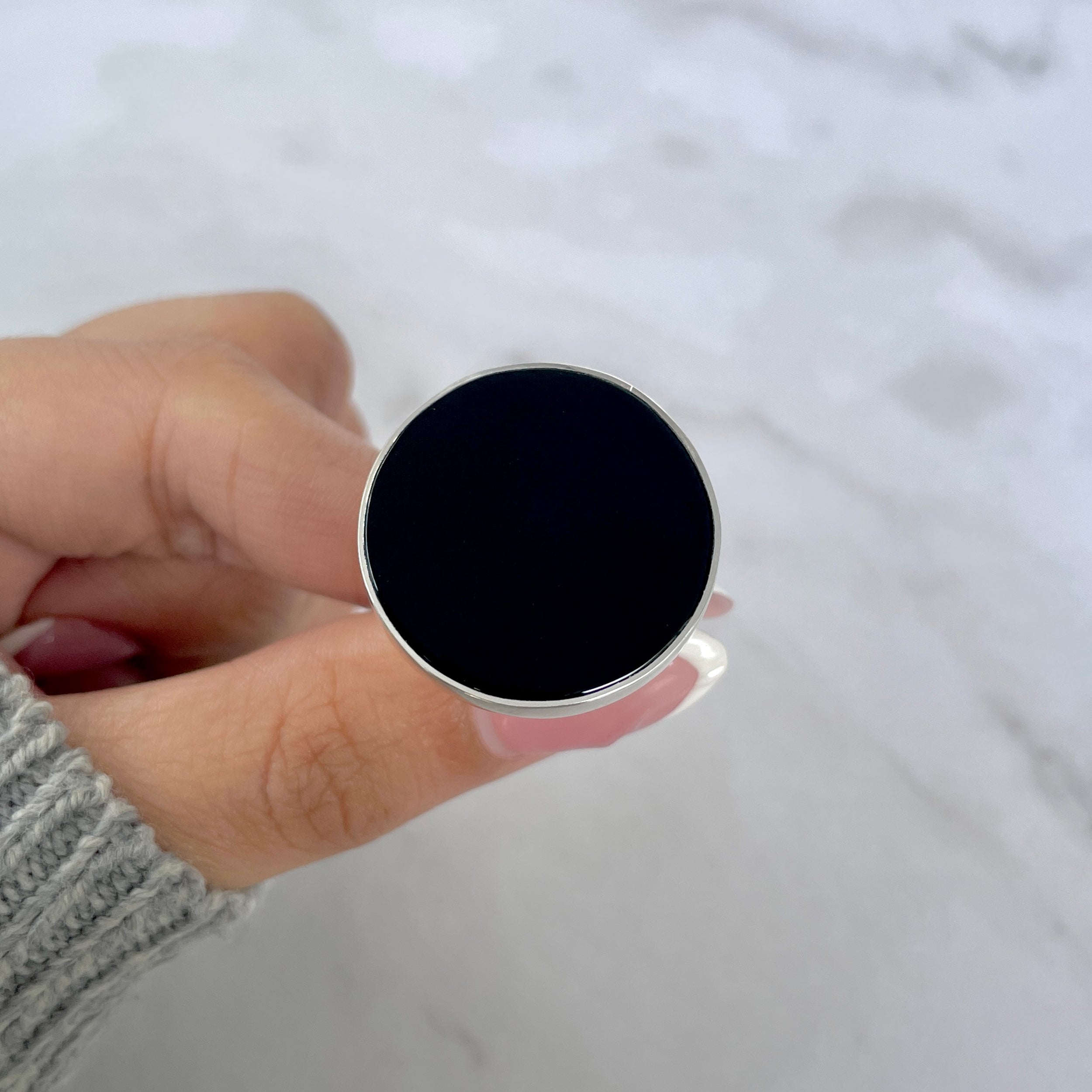 Black Onyx Adjustable Ring-(BOX-R-93.)