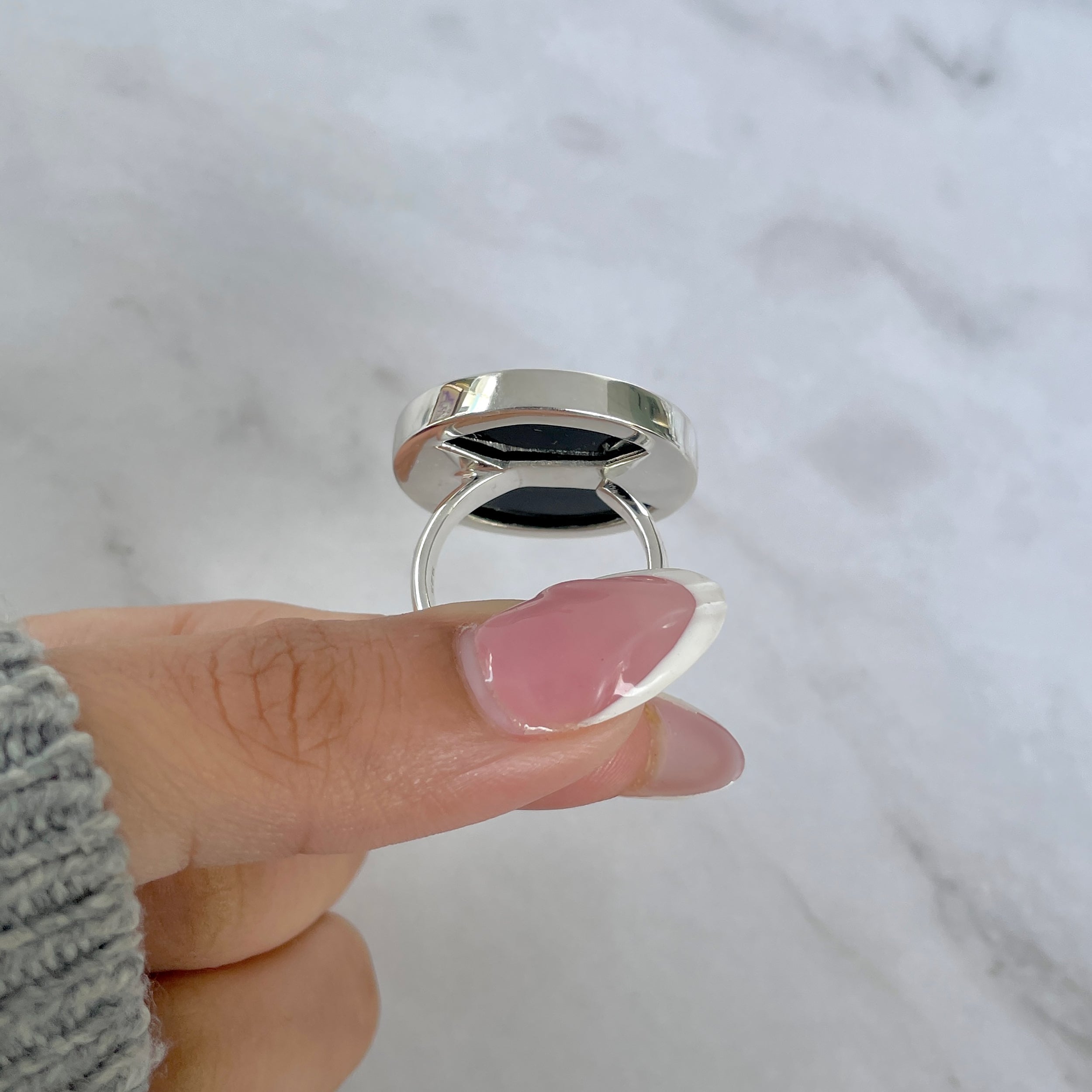 Black Onyx Adjustable Ring-(BOX-R-93.)