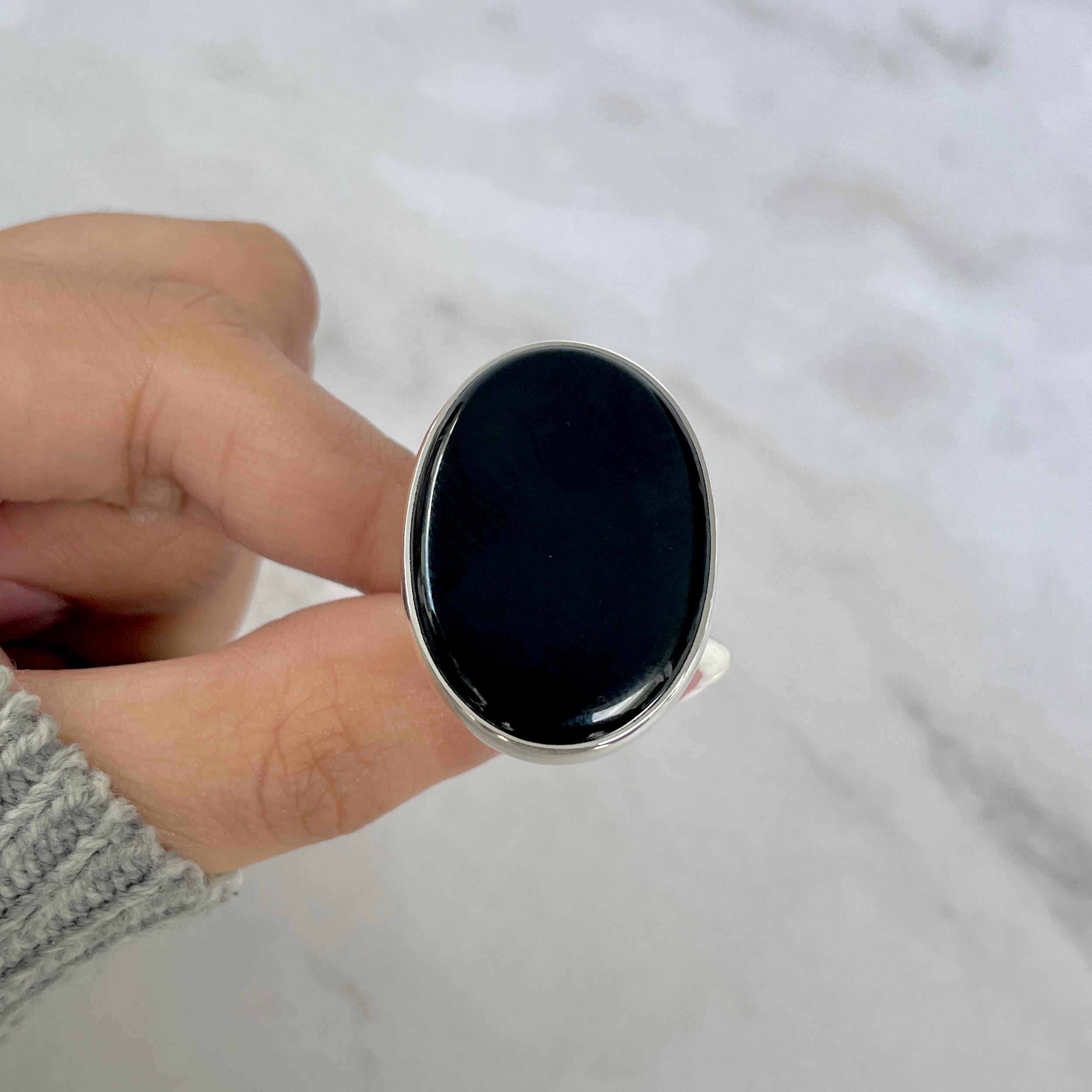 Black Onyx Adjustable Ring-(BOX-R-94.)