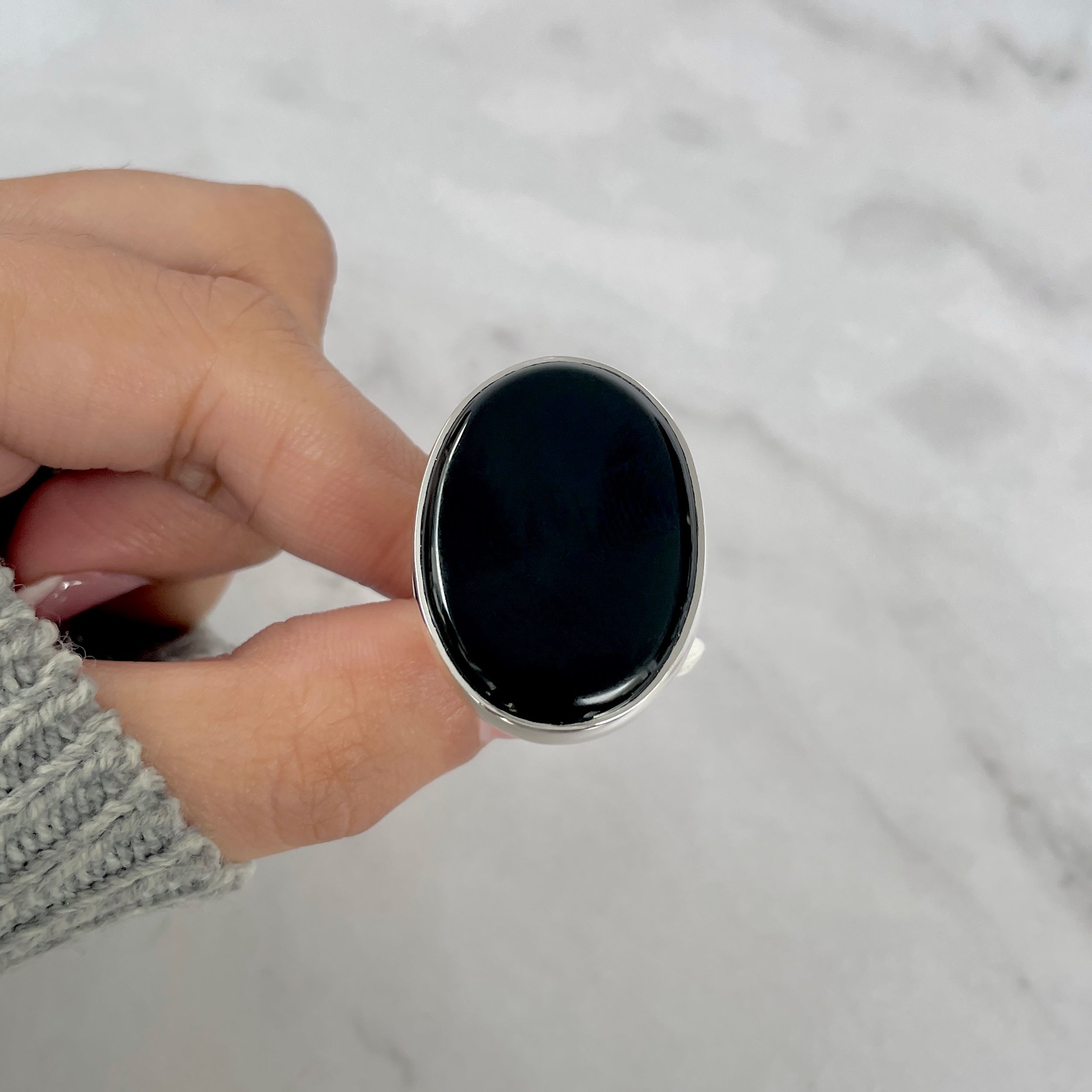 Black Onyx Adjustable Ring-(BOX-R-95.)