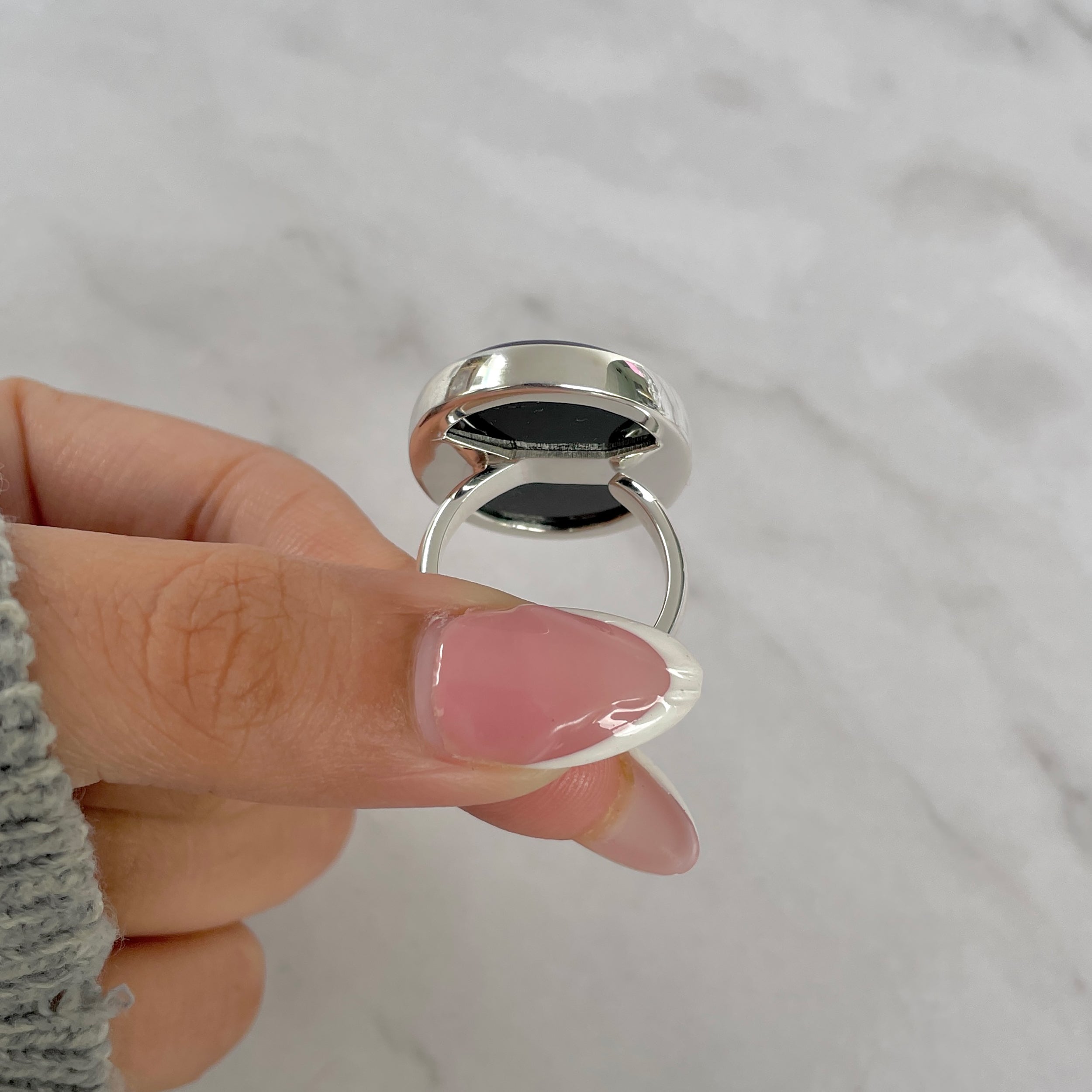 Black Onyx Adjustable Ring-(BOX-R-95.)