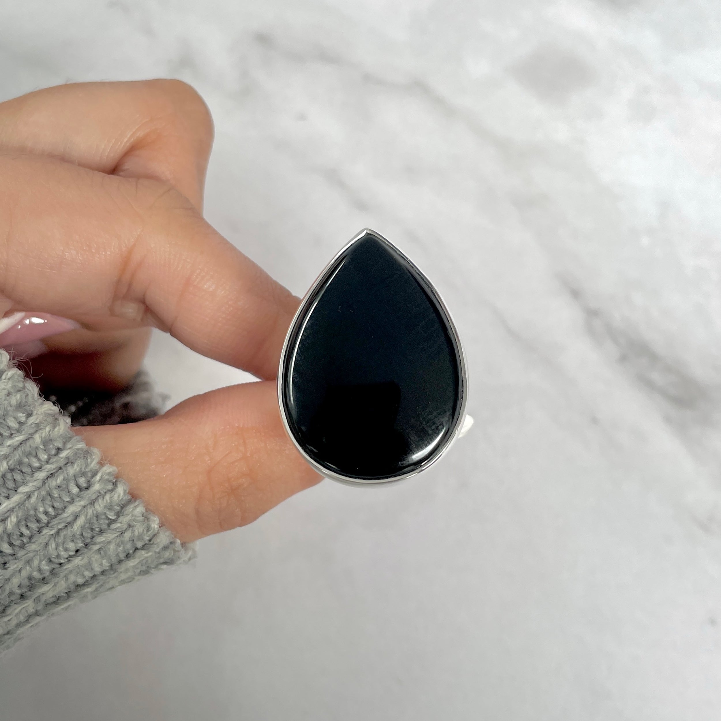 Black Onyx Adjustable Ring-(BOX-R-96.)