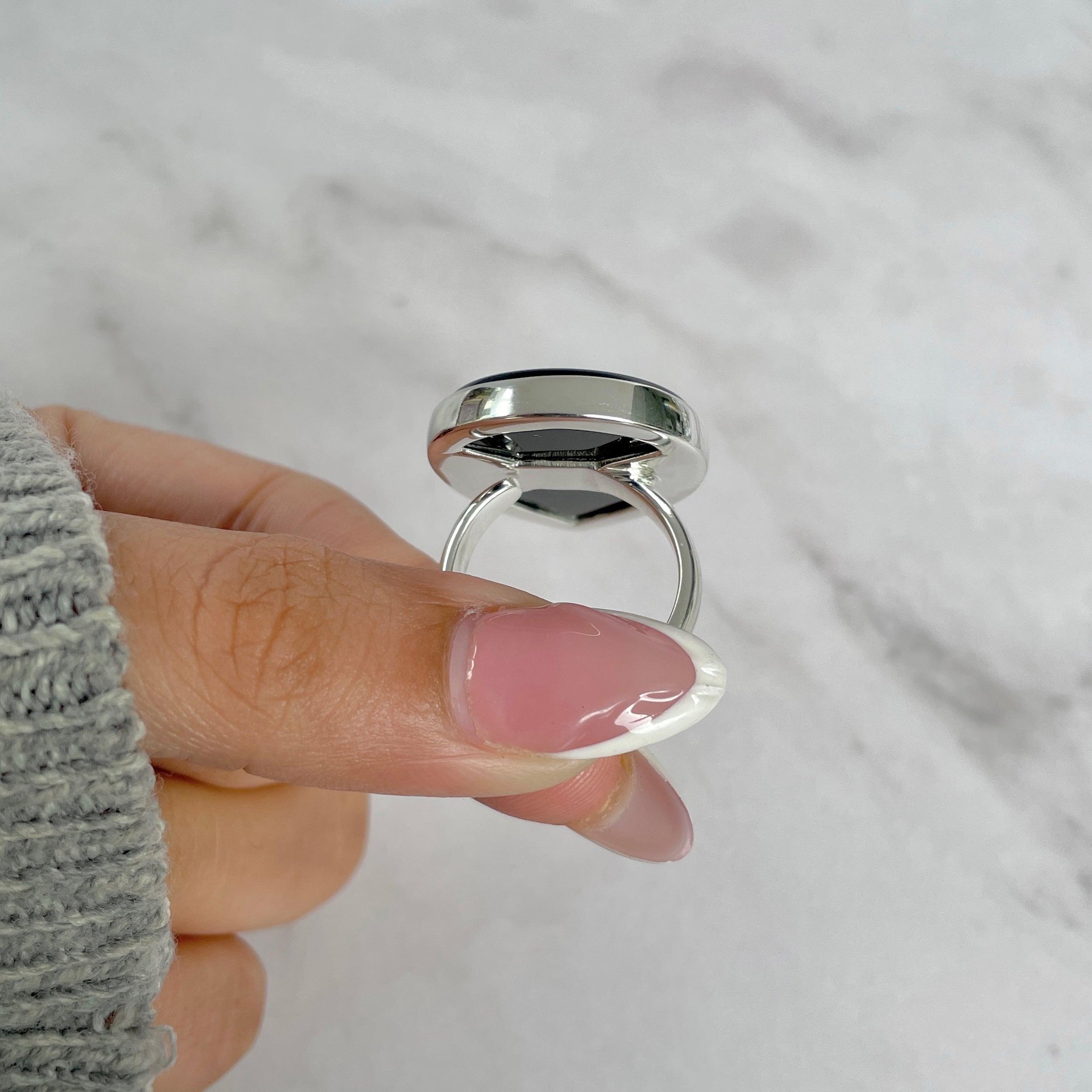 Black Onyx Adjustable Ring-(BOX-R-96.)