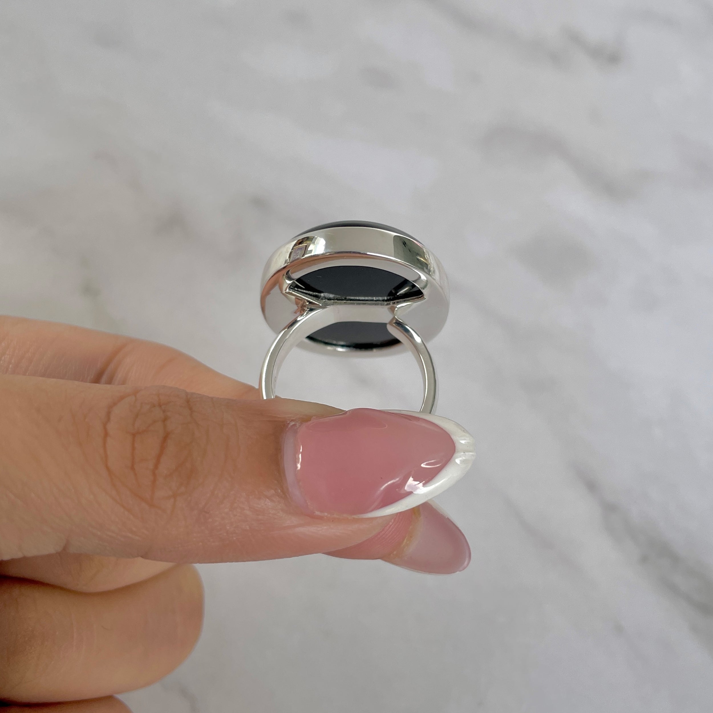 Black Onyx Adjustable Ring-(BOX-R-98.)