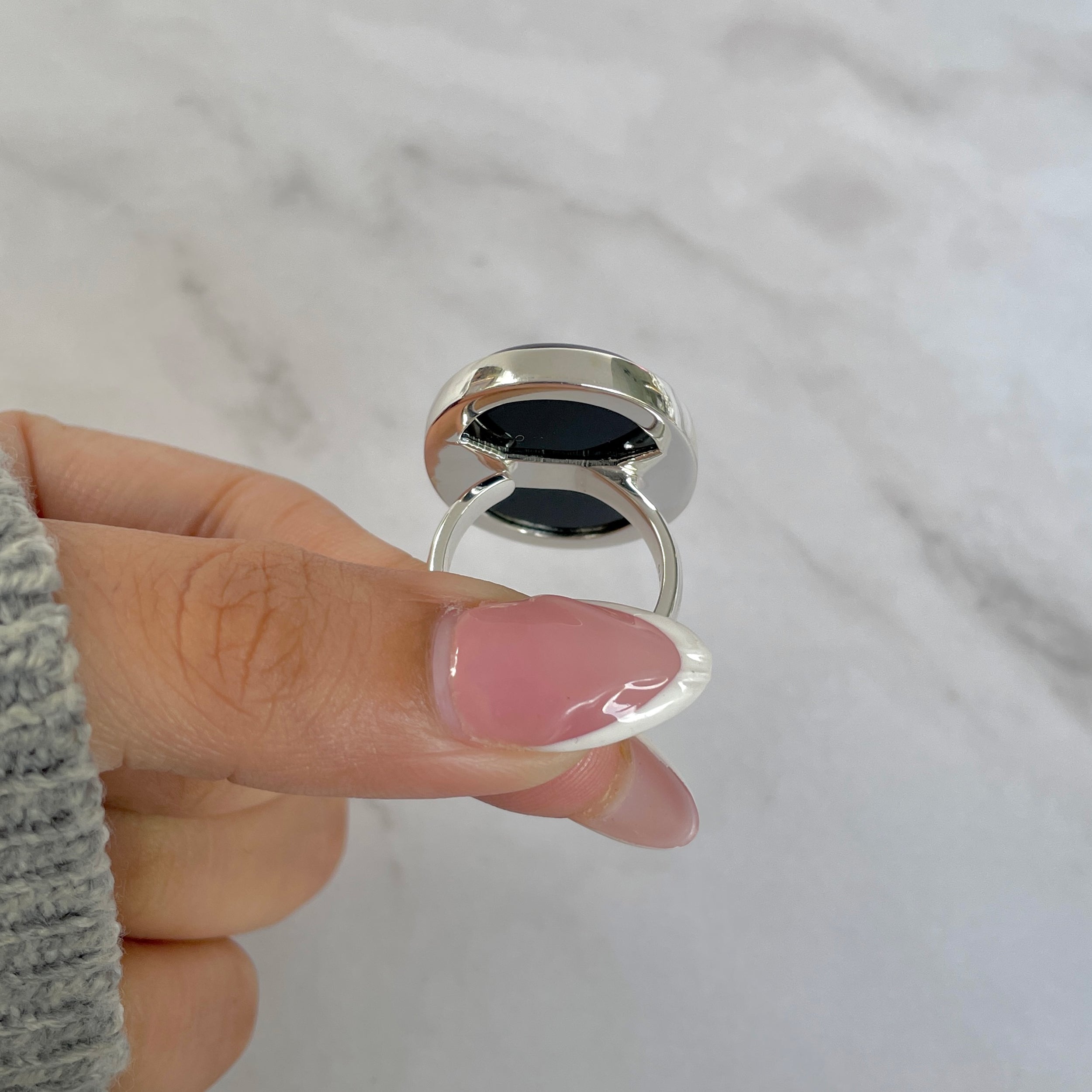 Black Onyx Adjustable Ring-(BOX-R-99.)