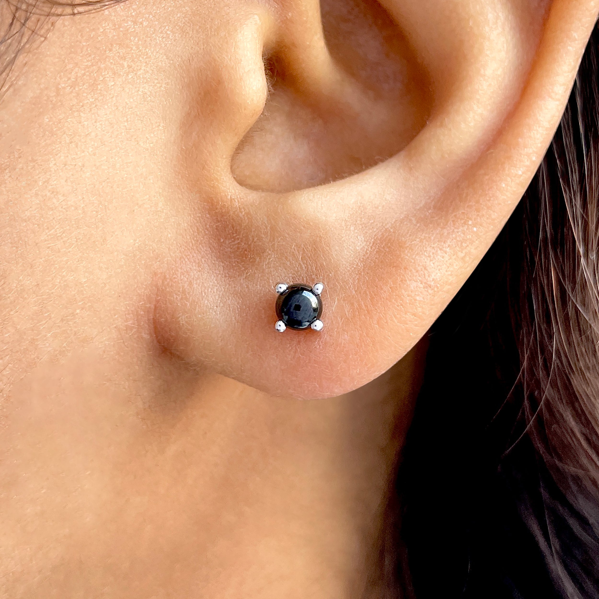 Black Onyx Stud Earring-(BOX-SE-1068.)