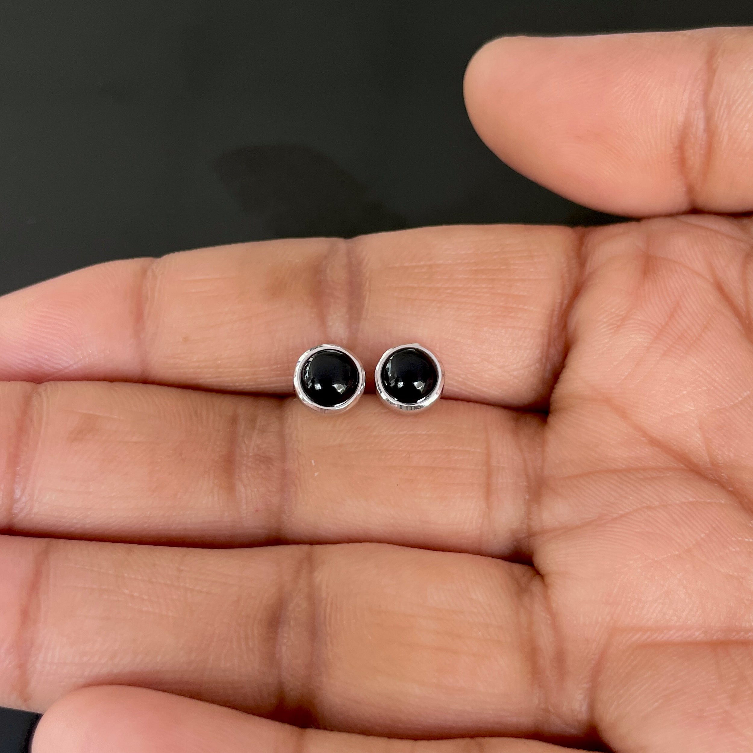 Black Onyx Stud Earring-(BOX-SE-1073.)