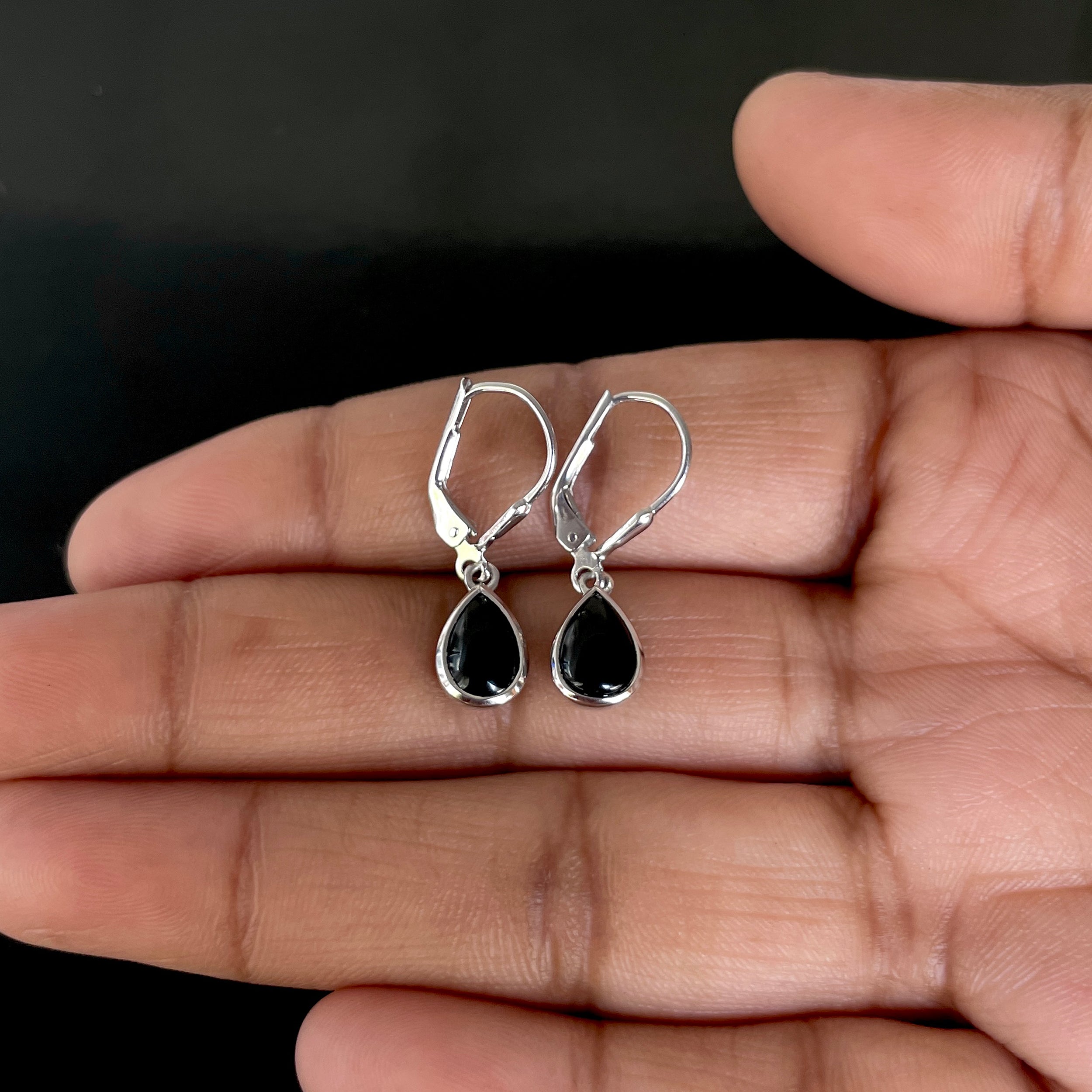 Black Onyx Leverback Earring-(BOX-SE-1117.)