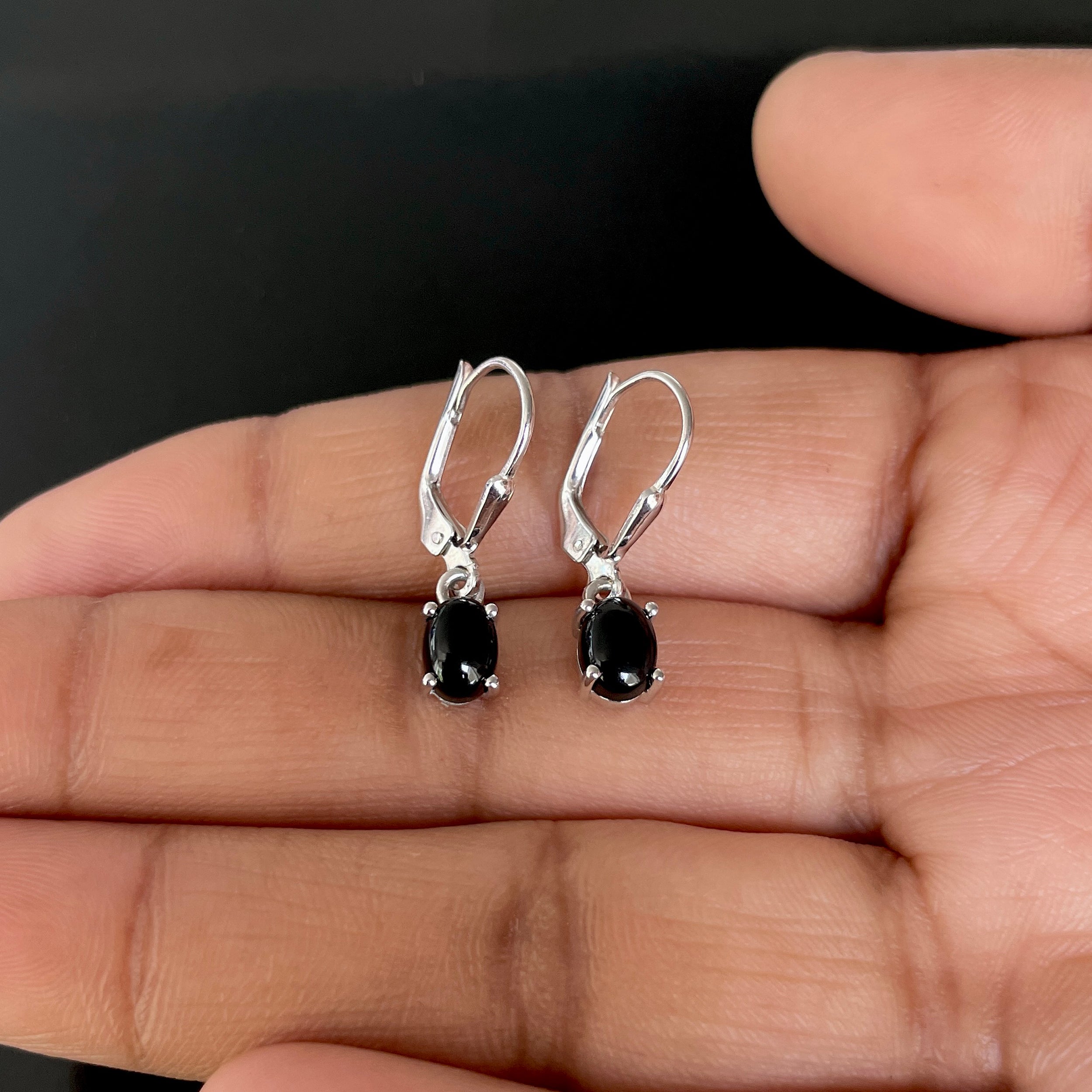 Black Onyx Leverback Earring-(BOX-SE-1177.)