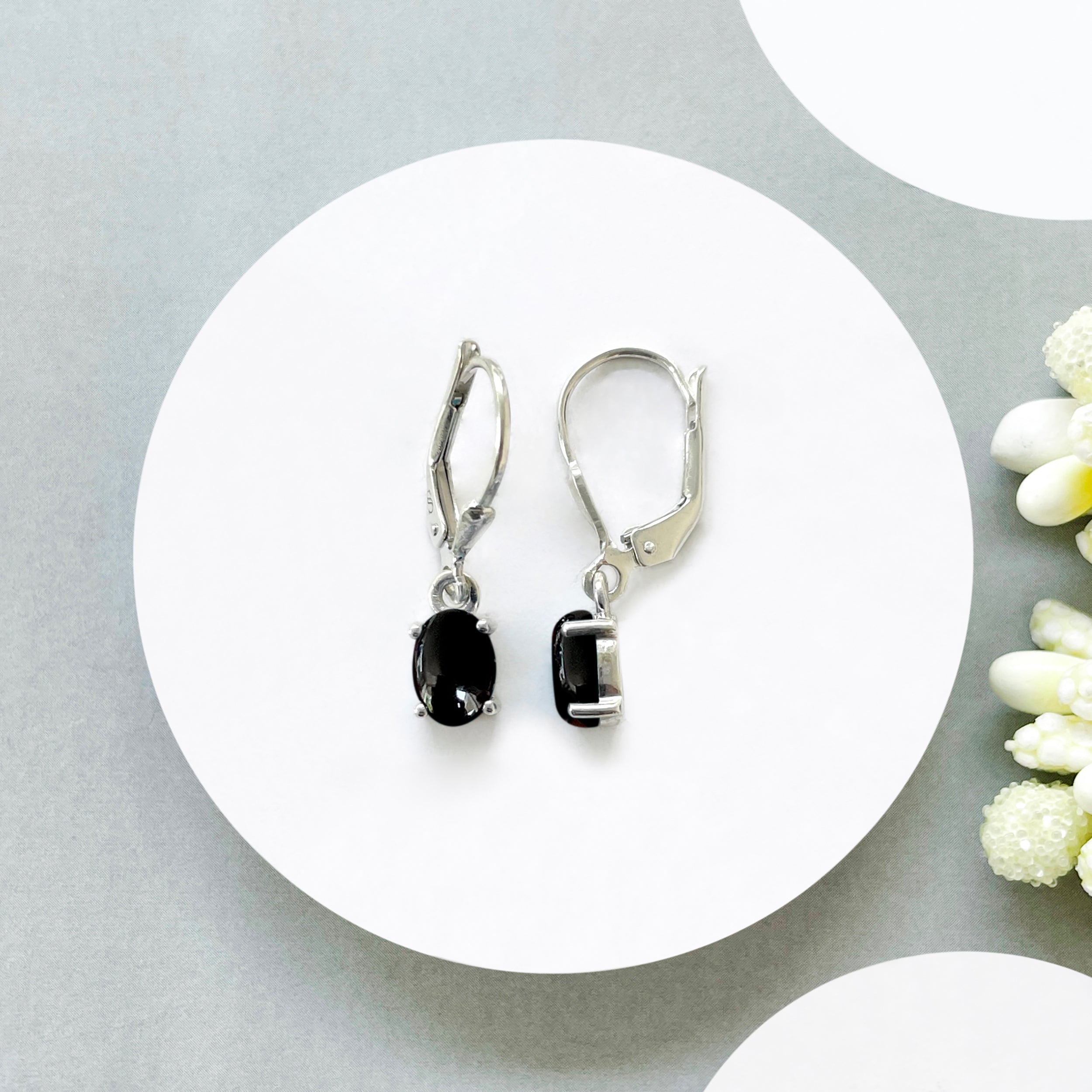 Black Onyx Leverback Earring-(BOX-SE-1177.)