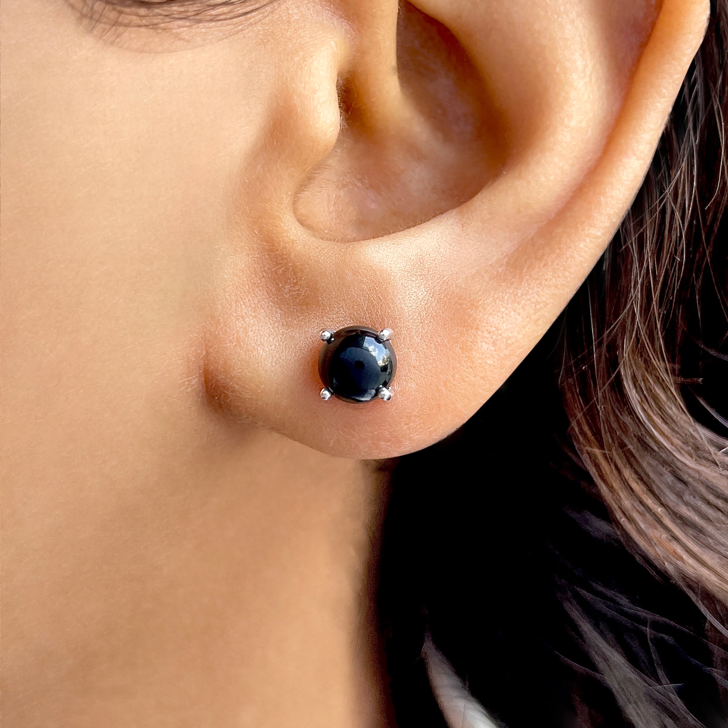 Black Onyx Stud Earring-(BOX-SE-1178.)