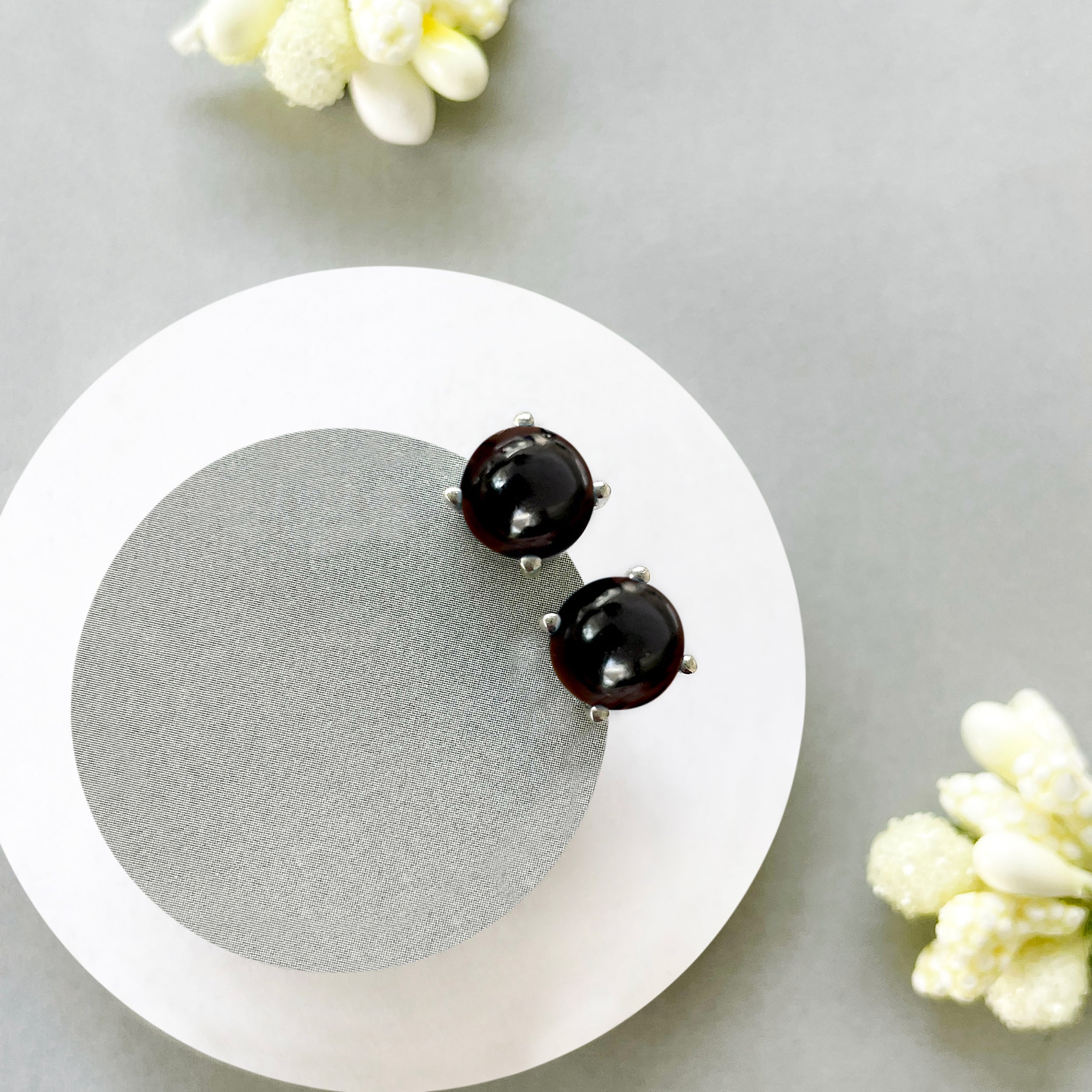 Black Onyx Stud Earrings-(BOX-SE-1178.)