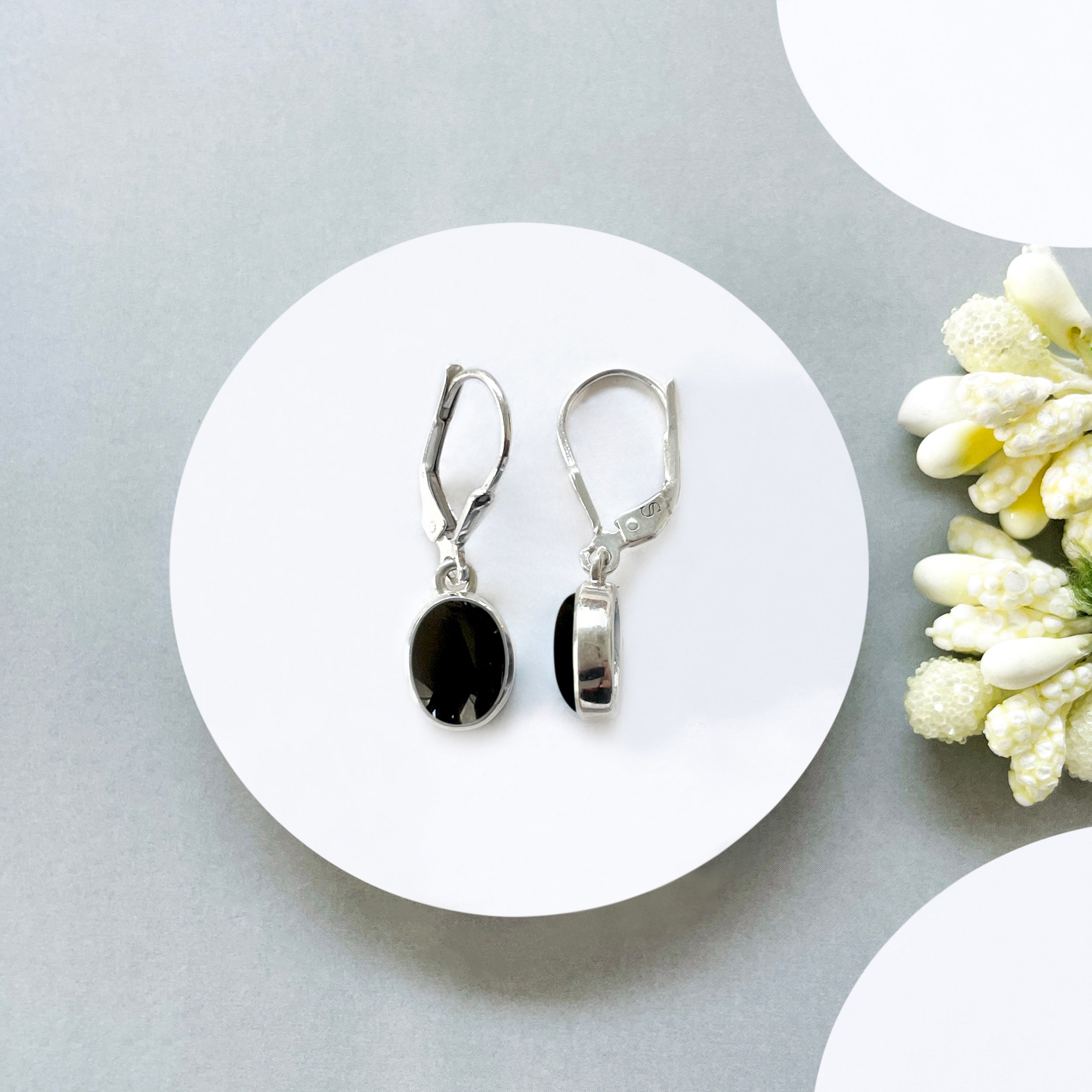 Black Onyx Leverback Earring-(BOX-SE-1232.)