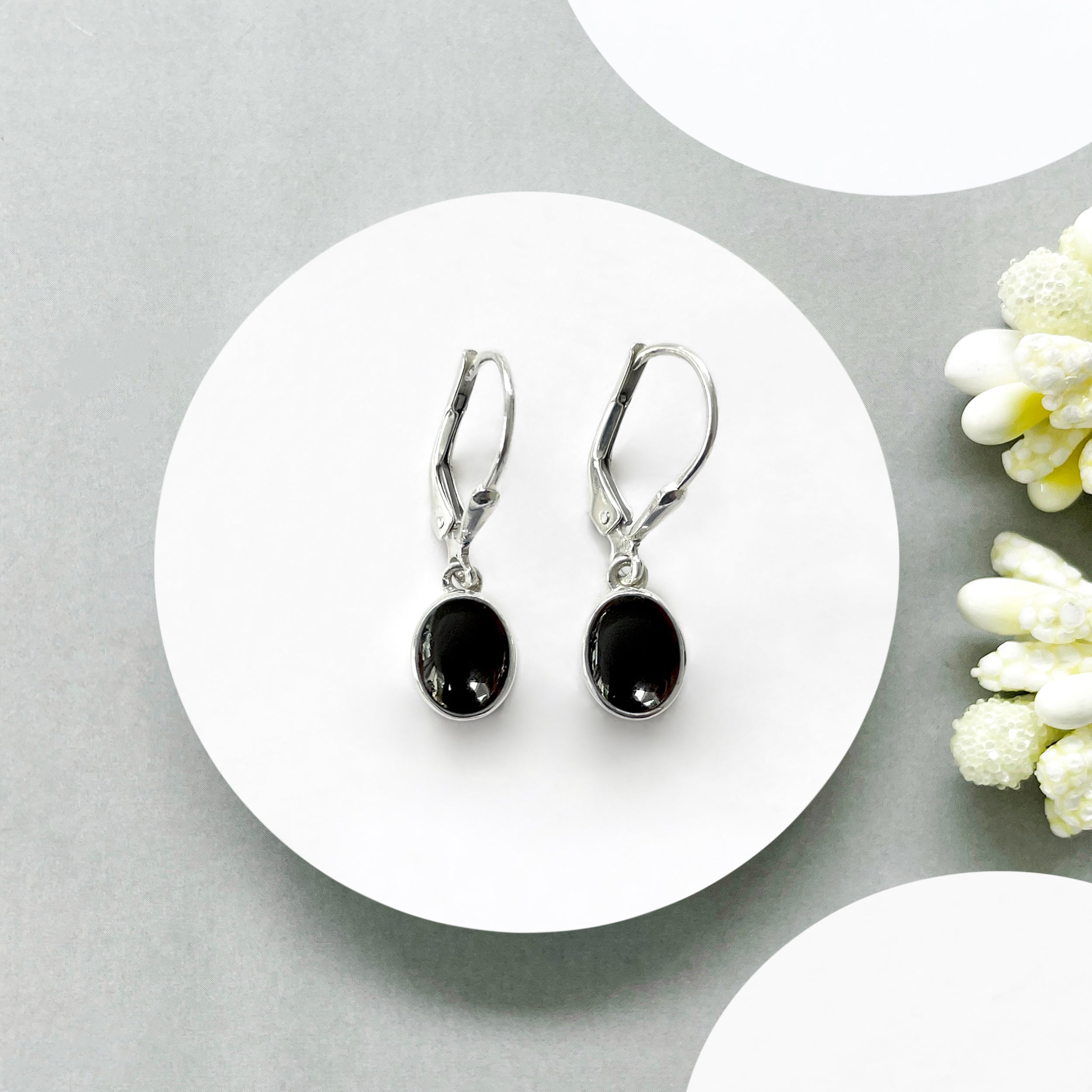 Black Onyx Leverback Earring-(BOX-SE-1242.)