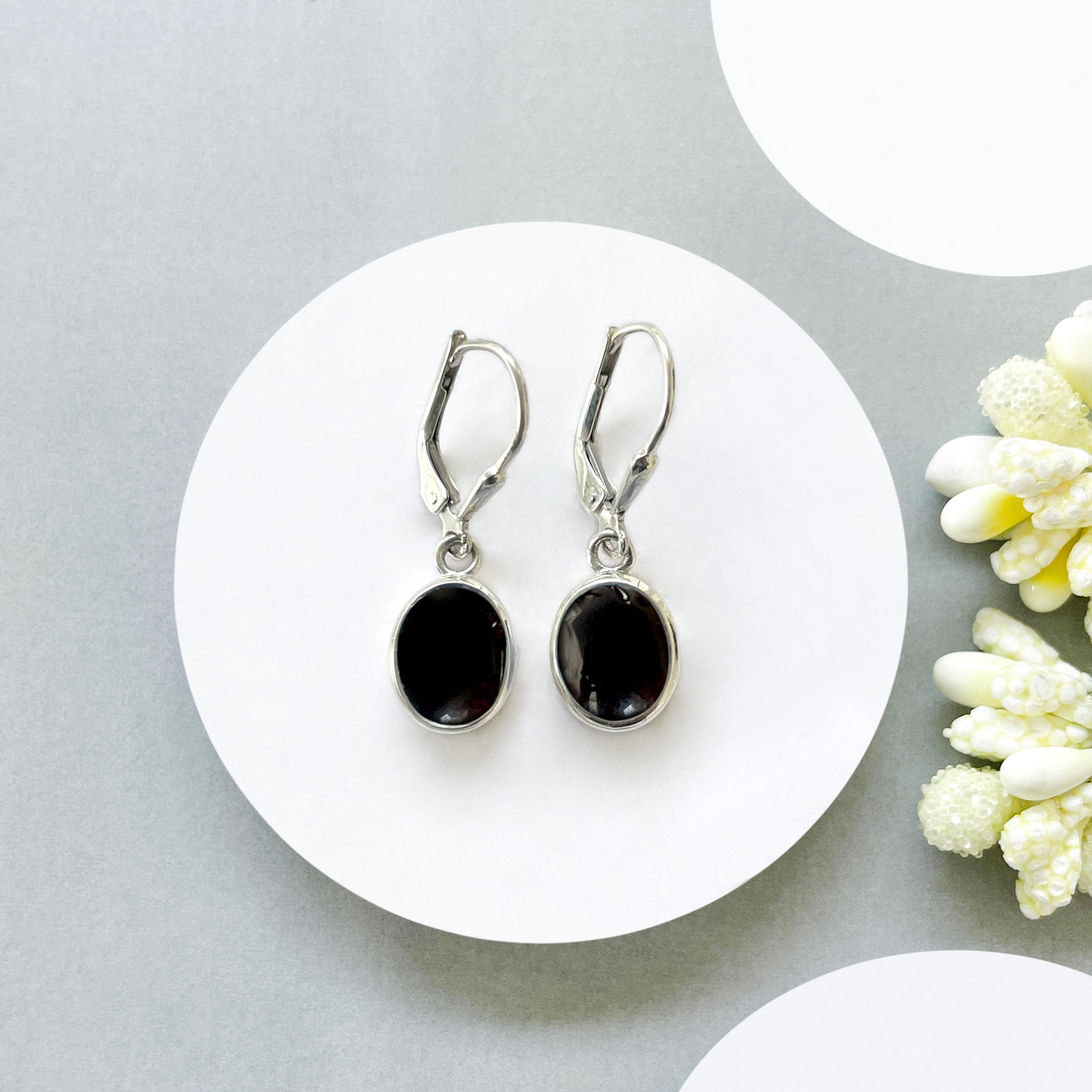 Black Onyx Leverback Earring-(BOX-SE-729.)