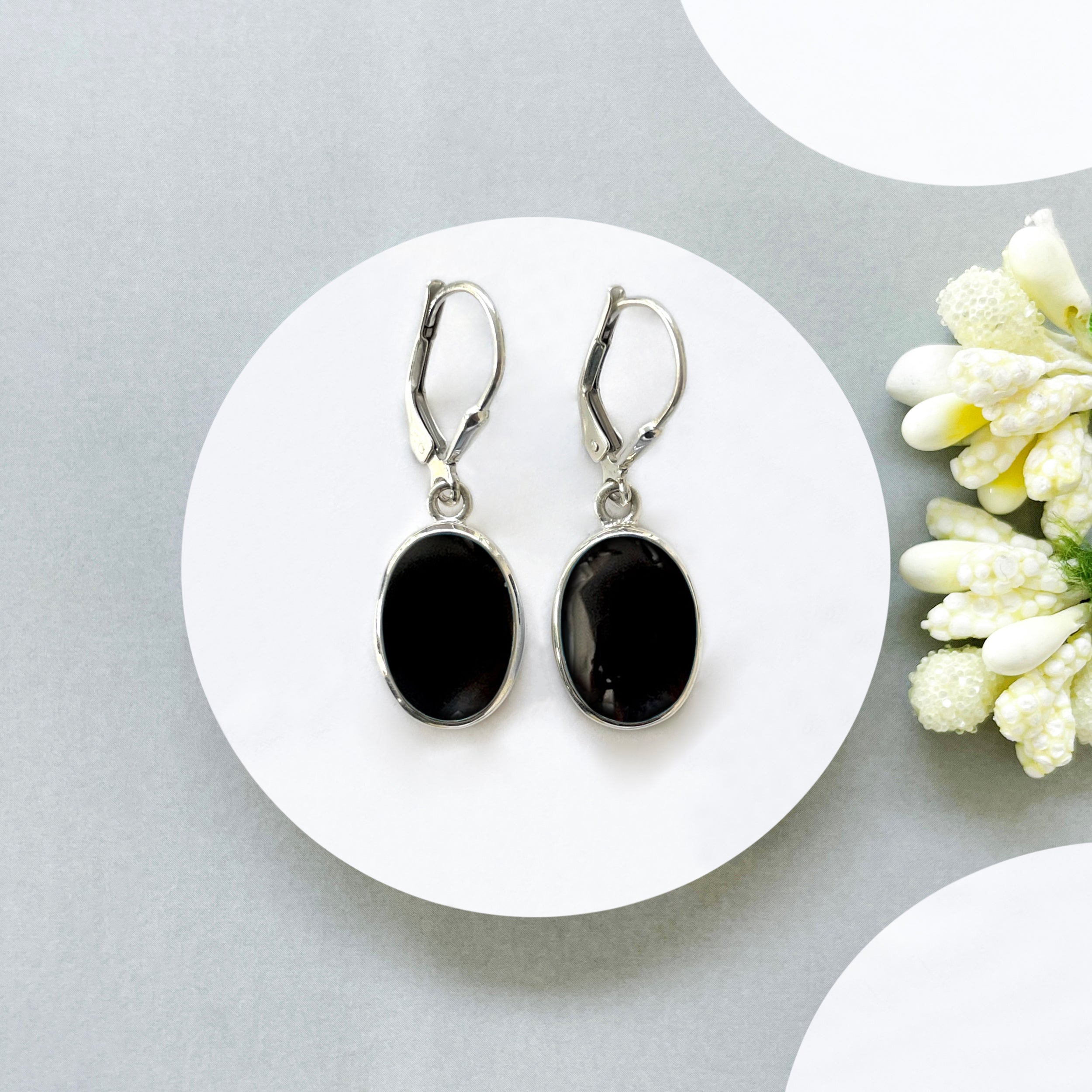 Black Onyx Leverback Earring-(BOX-SE-830.)