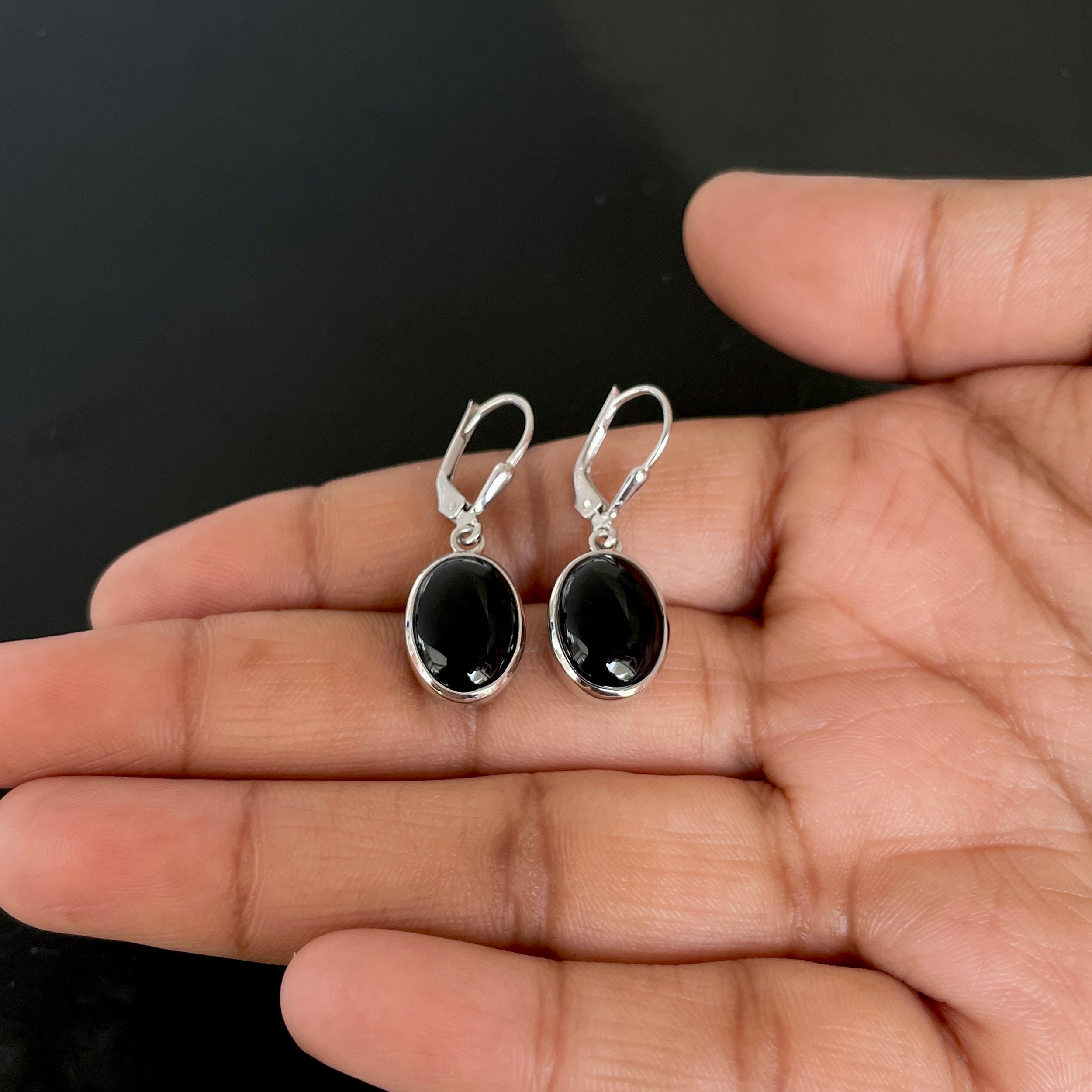 Black Onyx Leverback Earring-(BOX-SE-830.)