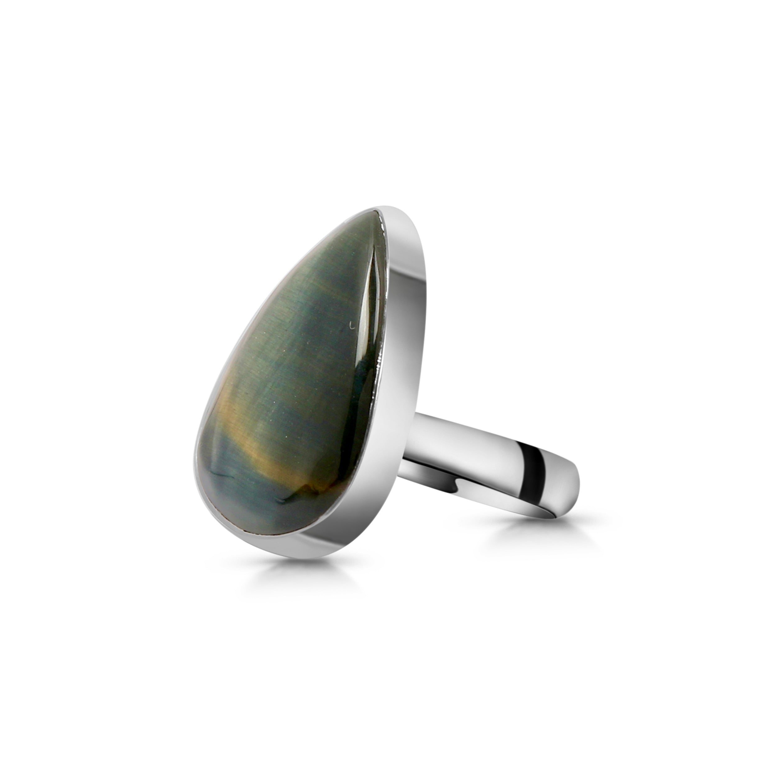 Blue Tiger Eye Adjustable Ring-(BTE-R-10.)