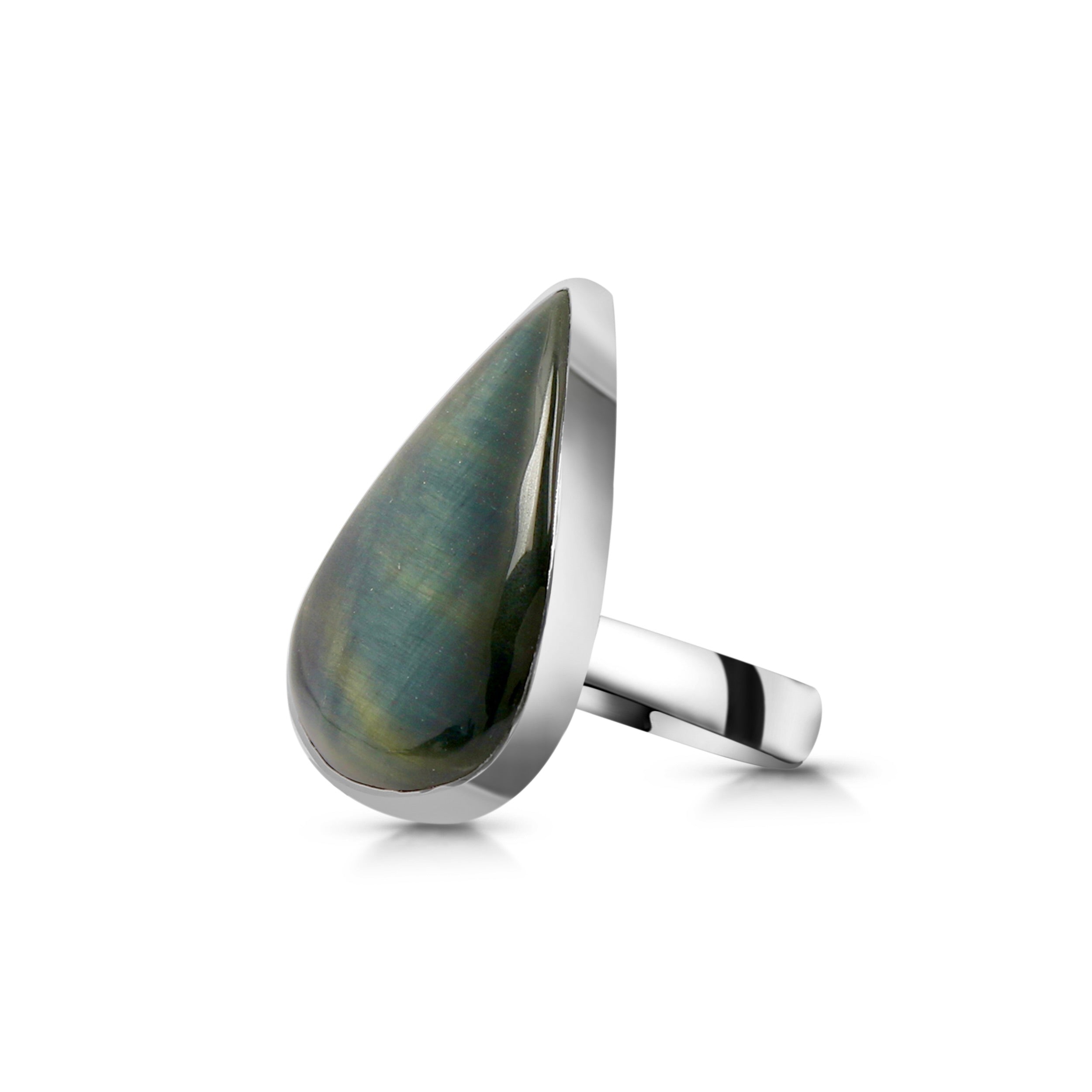 Blue Tiger Eye Adjustable Ring-(BTE-R-13.)