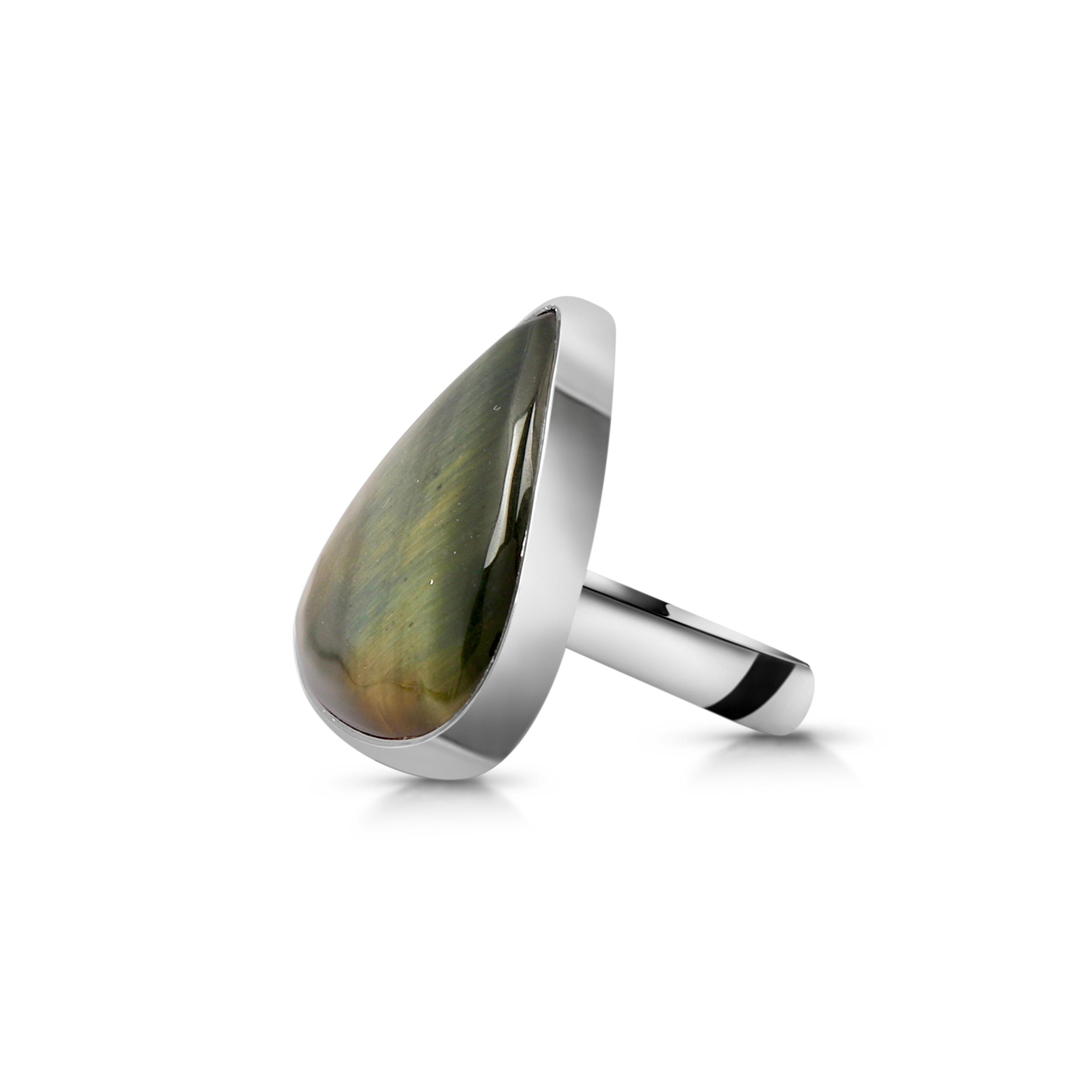 Blue Tiger Eye Adjustabl Ring-(BTE-R-16.)