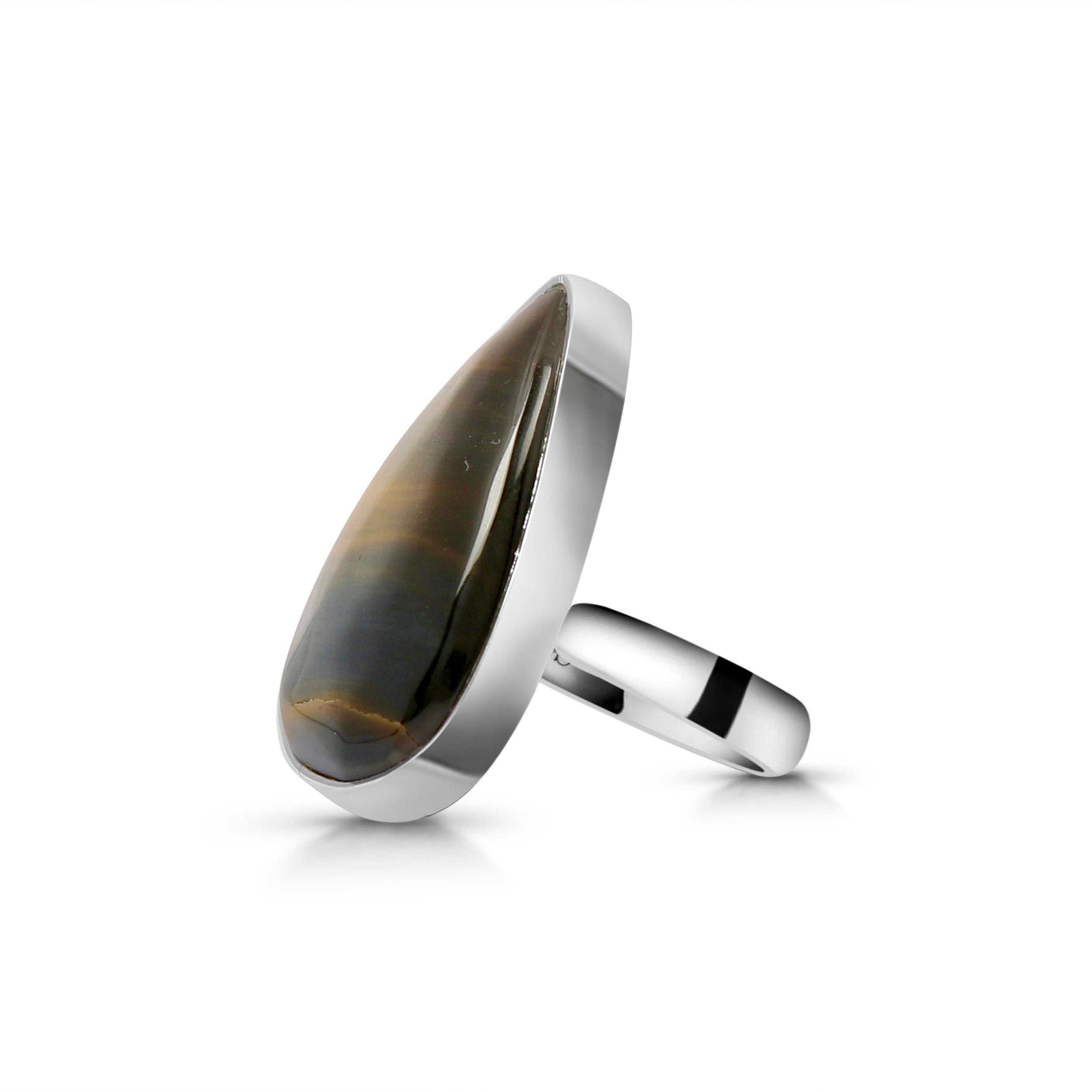 Blue Tiger Eye Adjustable Ring-(BTE-R-19.)