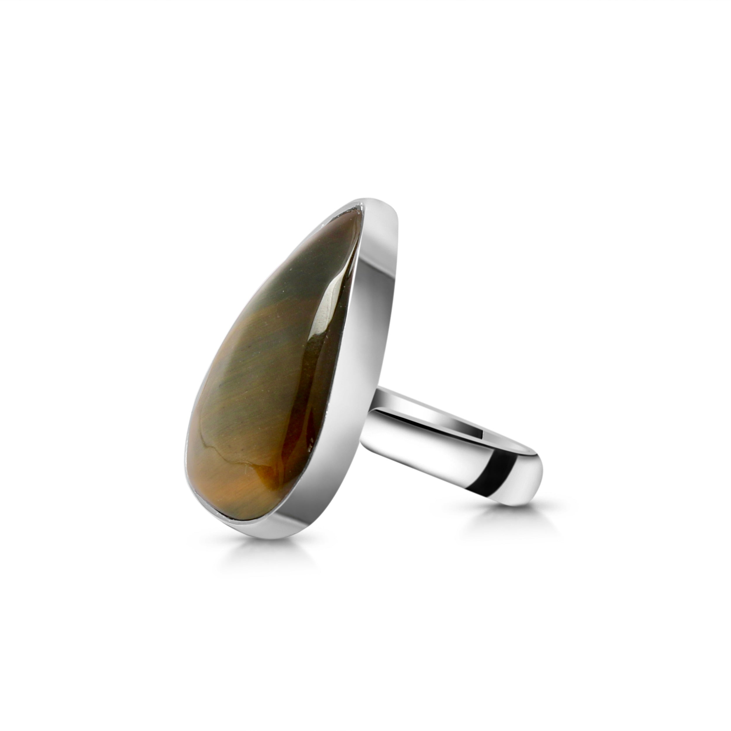 Blue Tiger Eye Adjustable Ring-(BTE-R-2.)
