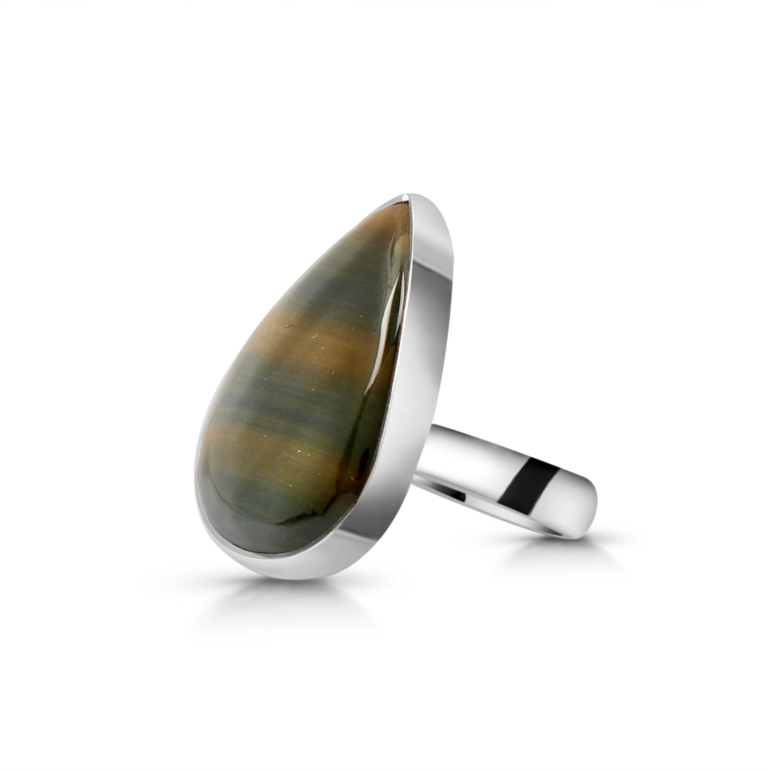 Blue Tiger Eye Adjustable Ring-(BTE-R-20.)
