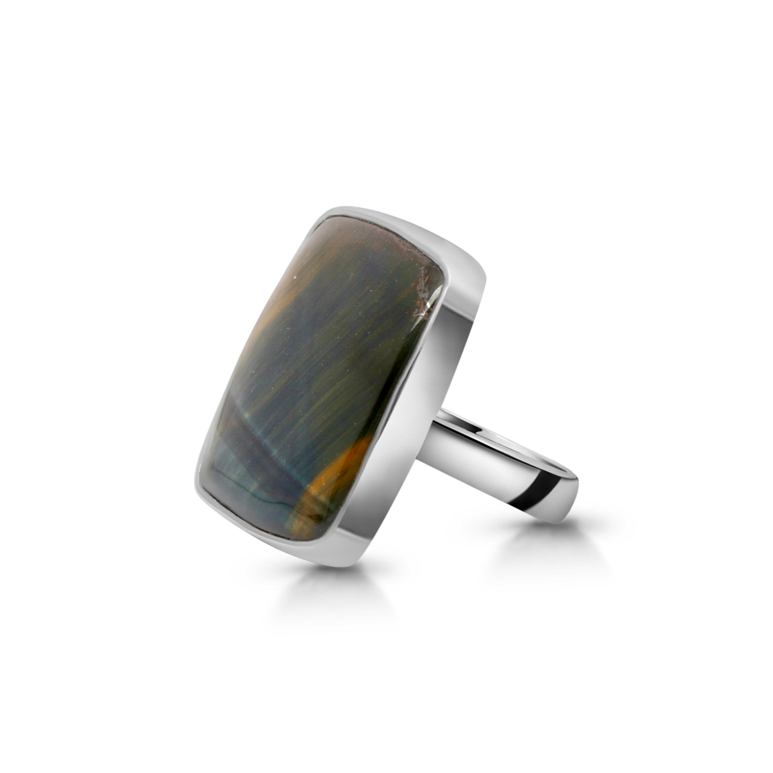 Blue Tiger Eye Adjustable Ring-(BTE-R-26.)