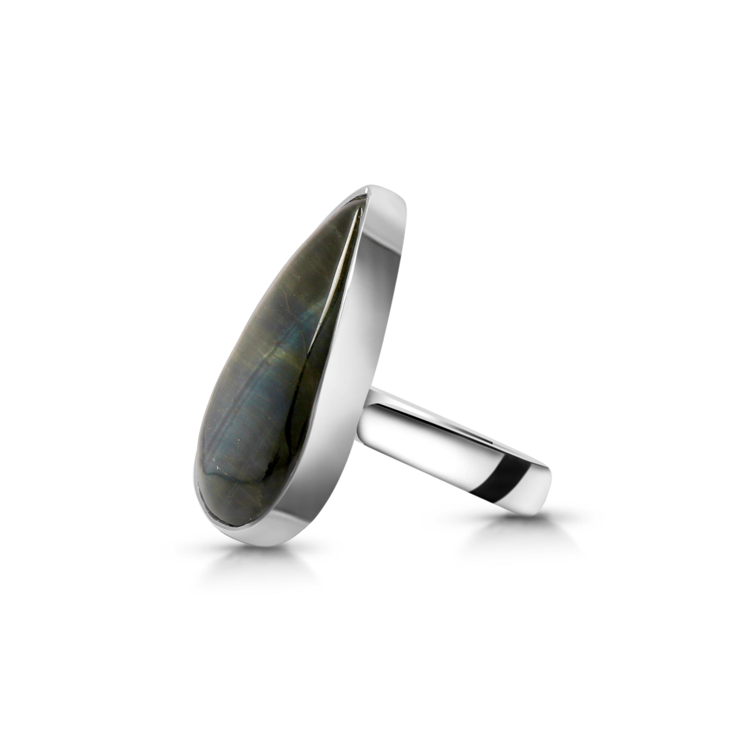 Blue Tiger Eye Adjustable Ring-(BTE-R-3.)