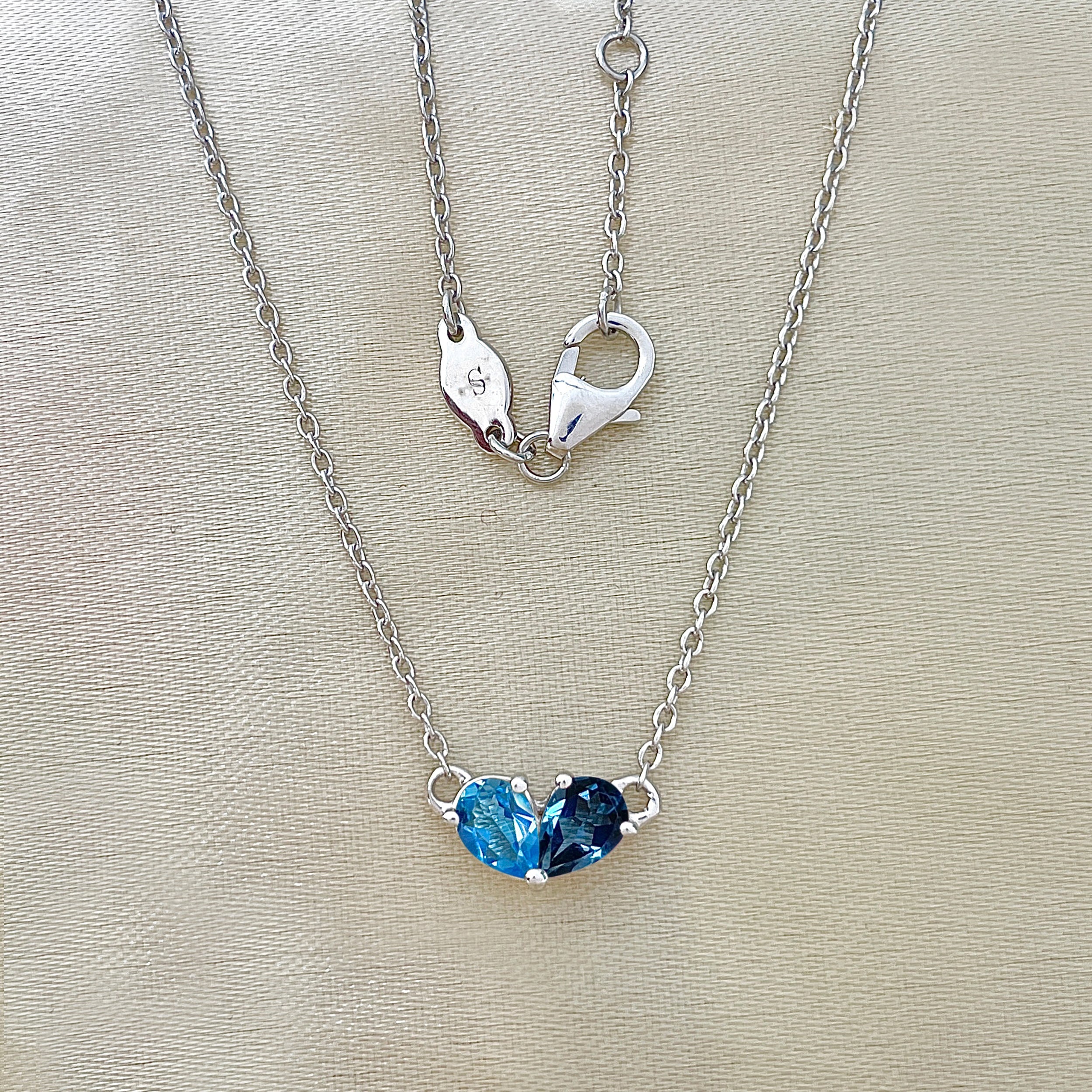 London Blue Topaz & Swisss Blue Topaz Necklace-(LBTZ-SN-584.)