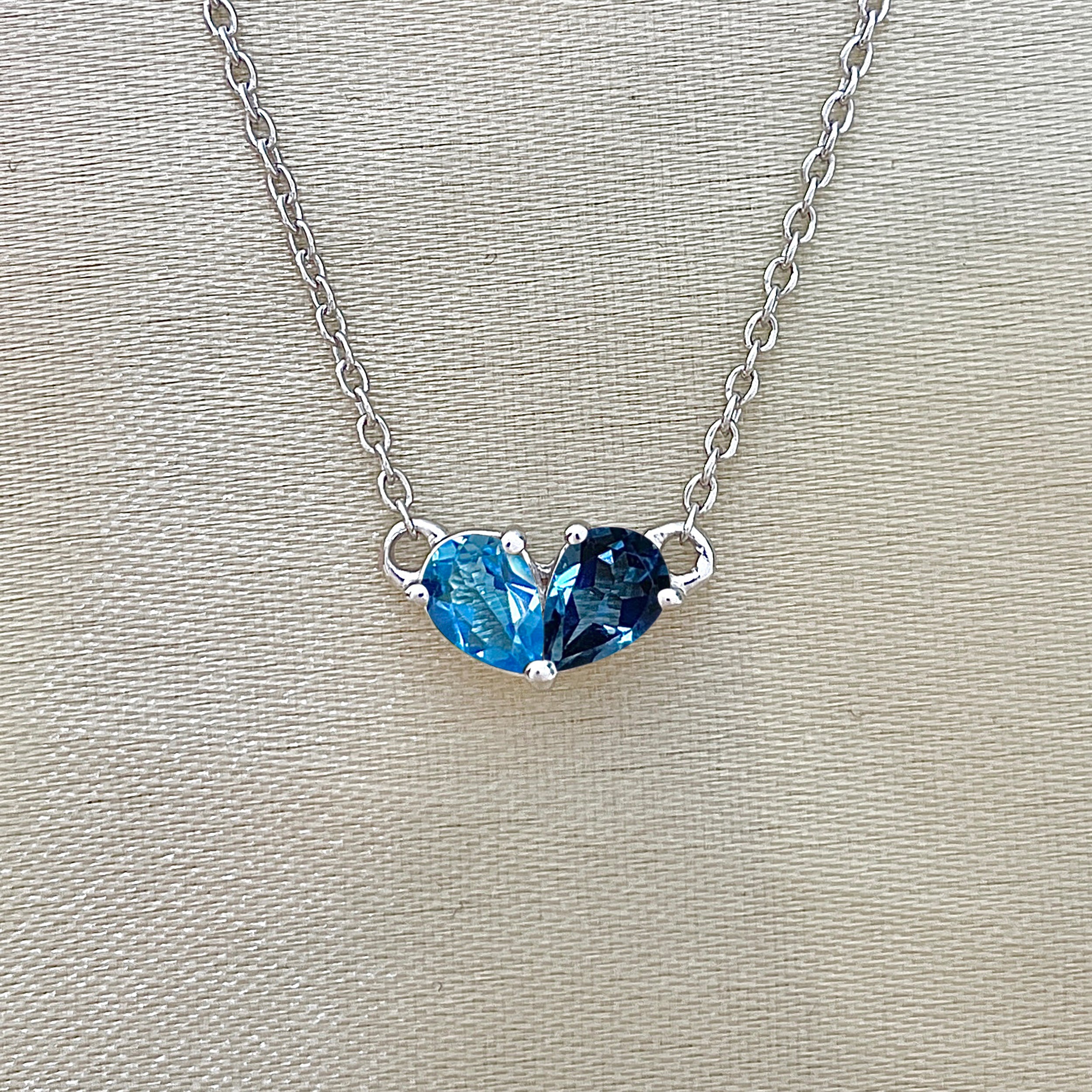 London Blue Topaz & Swisss Blue Topaz Necklace-(LBTZ-SN-584.)