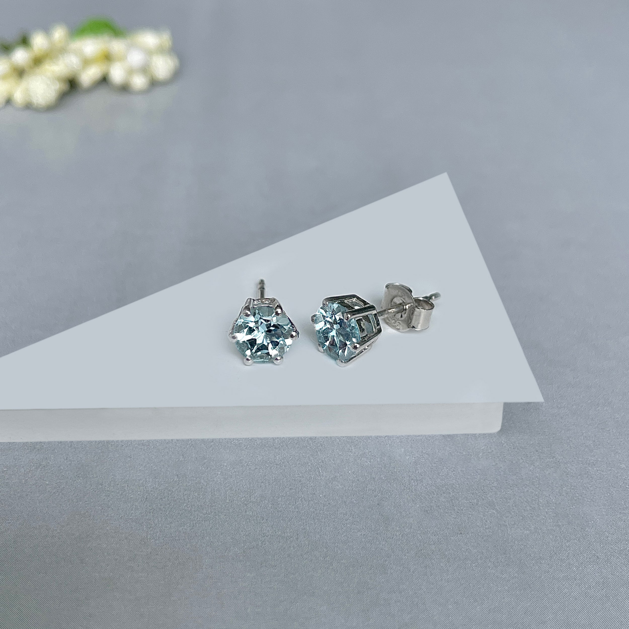 Blue Topaz Stud Earrings-(BTZ-SE-1024.)