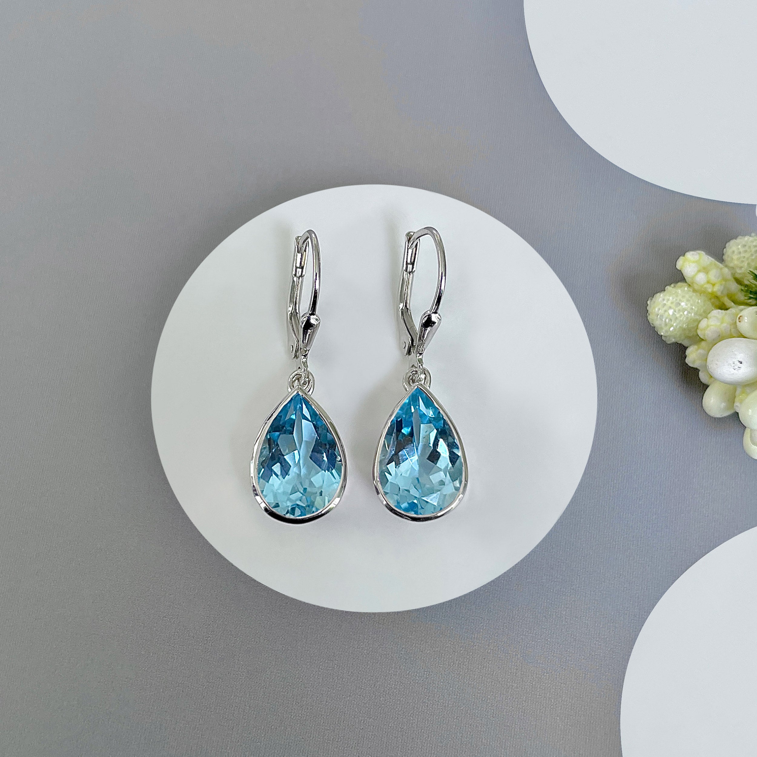 Blue Topaz Leverback Earring-(BTZ-SE-1252.)