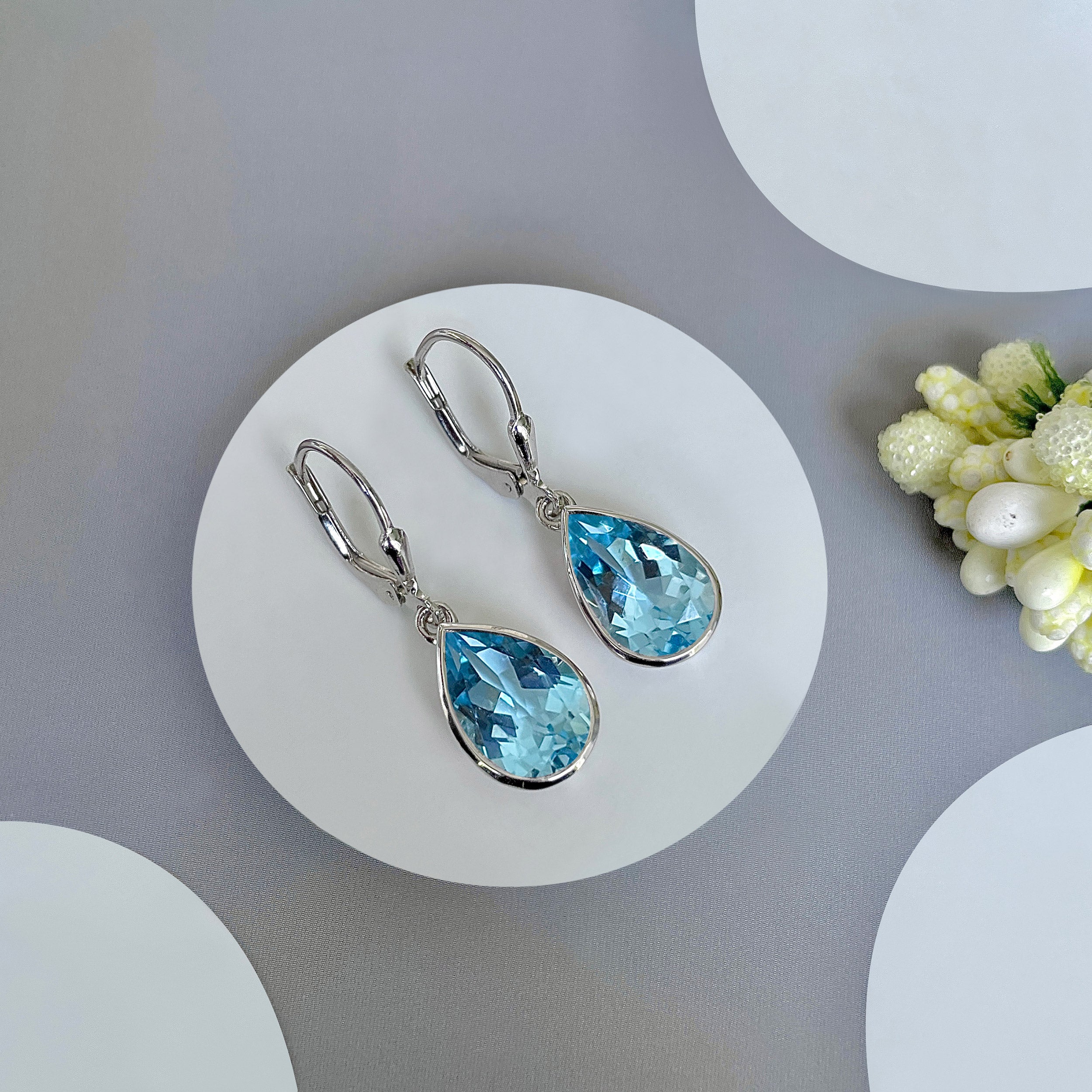 Blue Topaz Leverback Earring-(BTZ-SE-1252.)