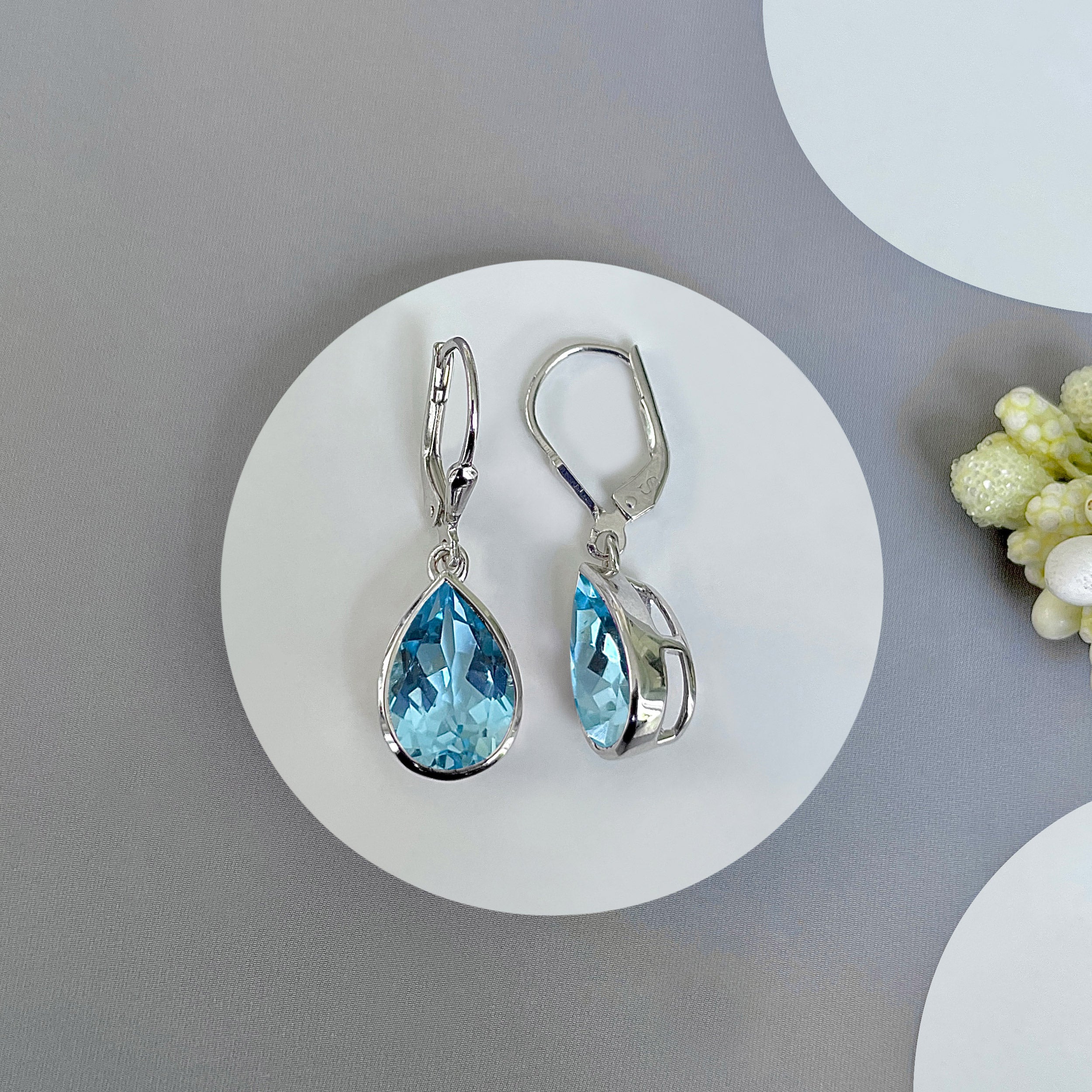 Blue Topaz Leverback Earring-(BTZ-SE-1252.)