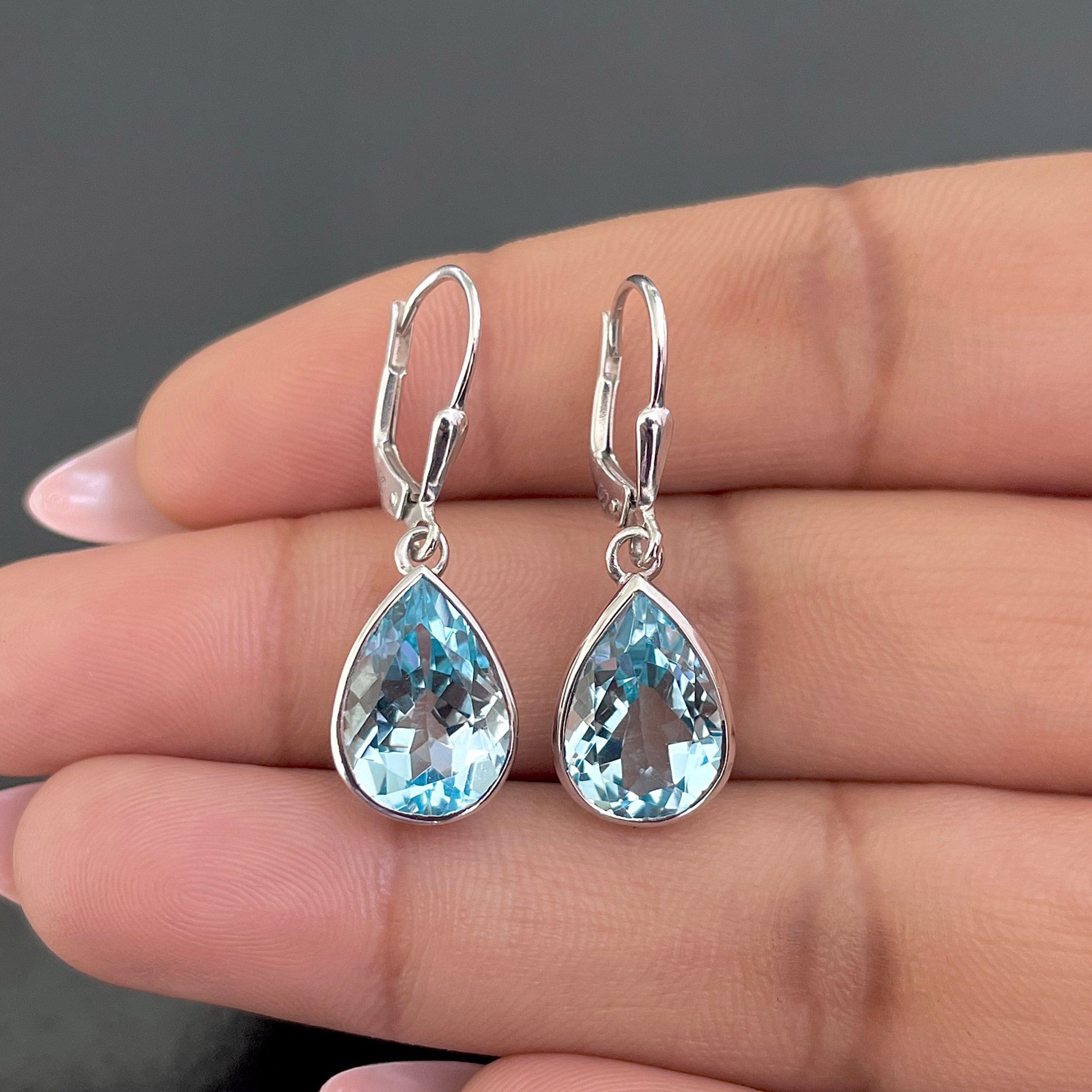 Blue Topaz Leverback Earring-(BTZ-SE-1252.)