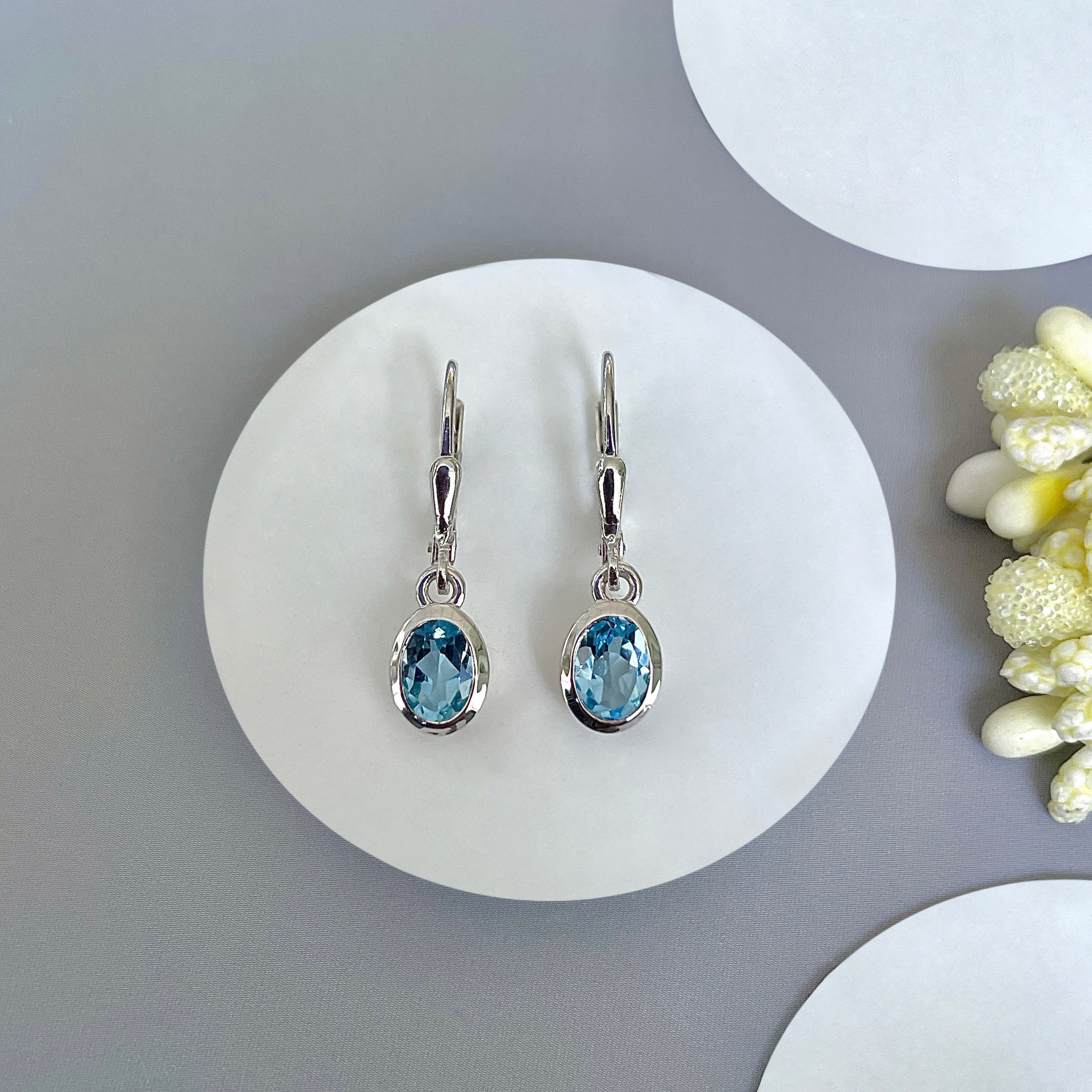 Blue Topaz Leverback Earring-(BTZ-SE-1316.)