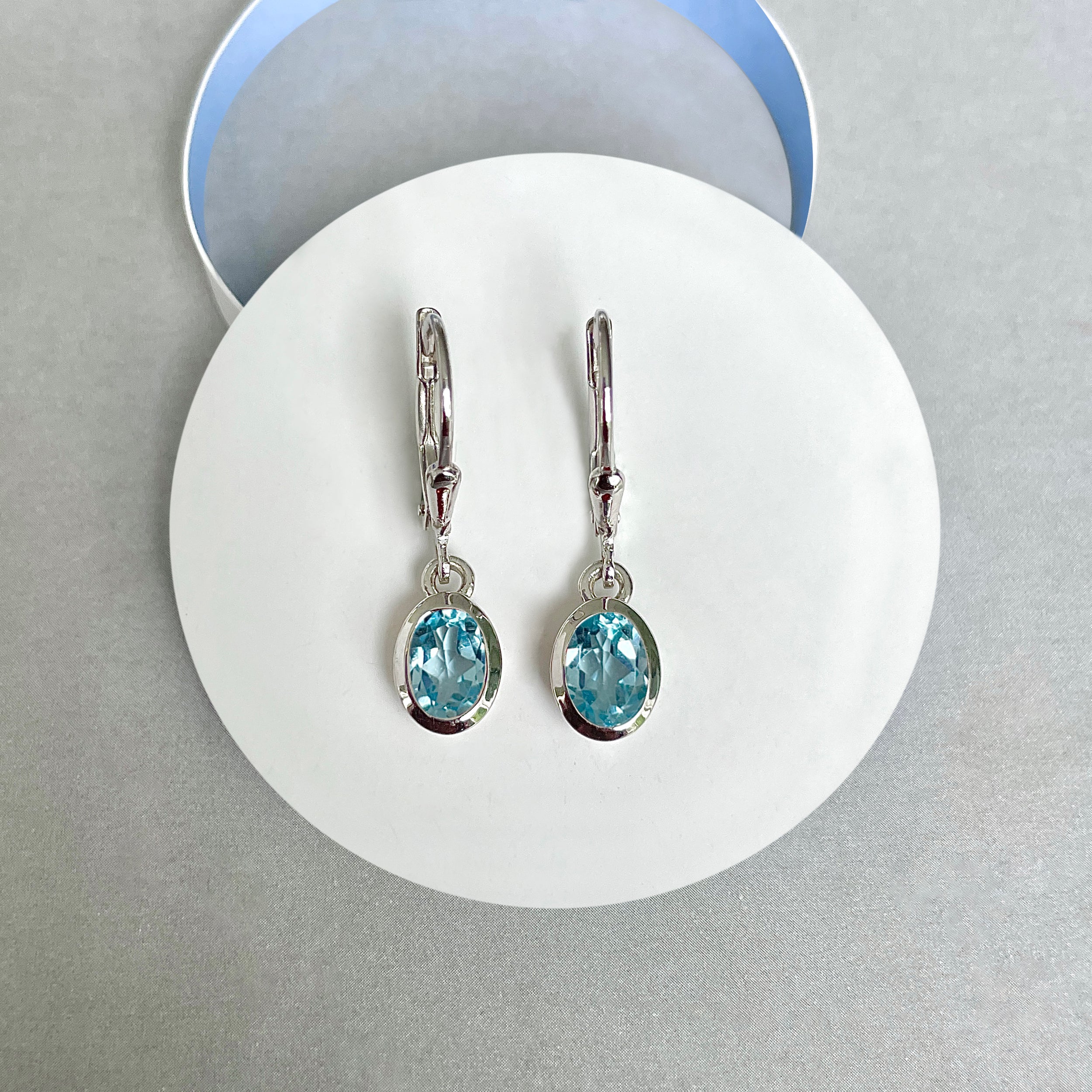 Blue Topaz Leverback Earrings-(BTZ-SE-1316.)