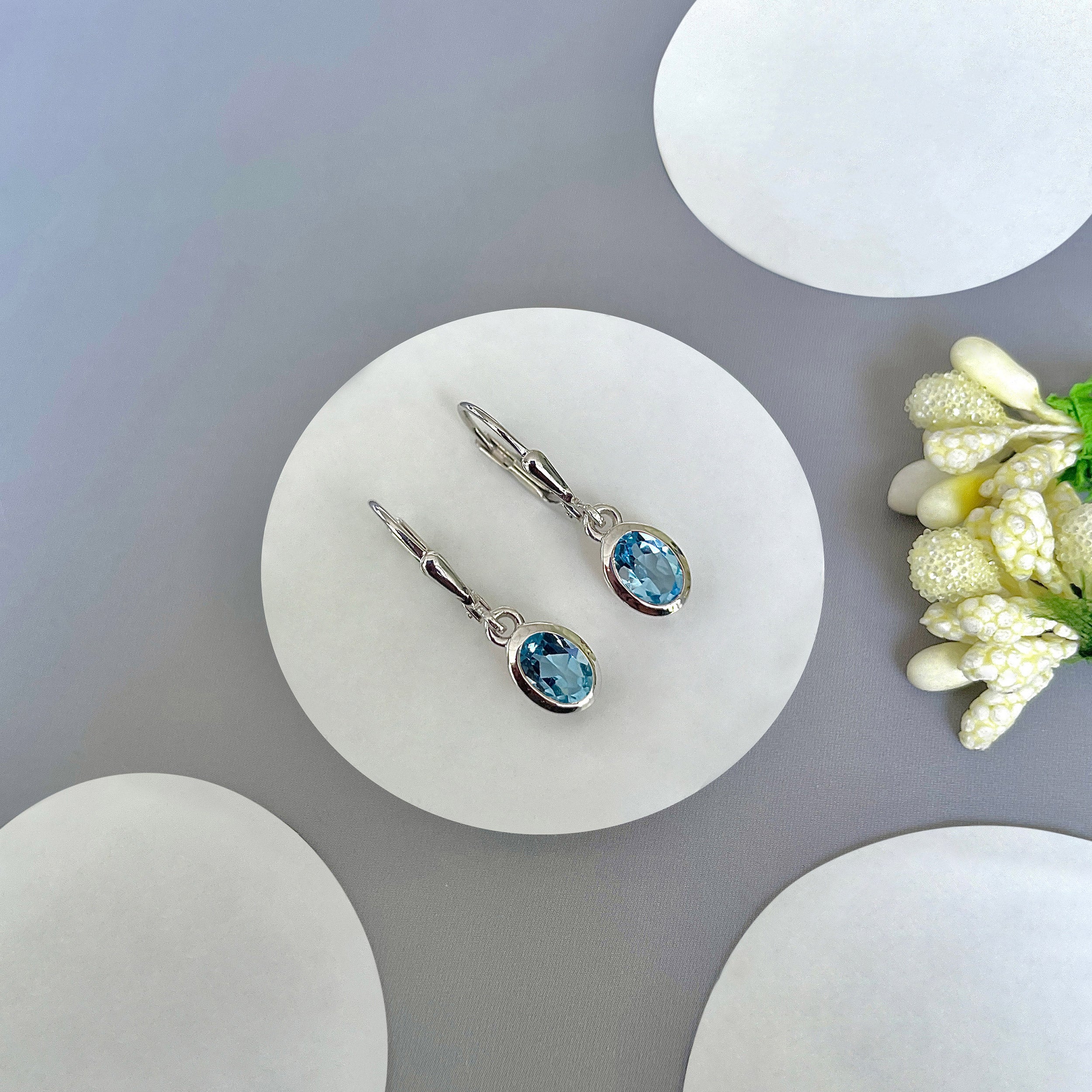 Blue Topaz Leverback Earring-(BTZ-SE-1316.)