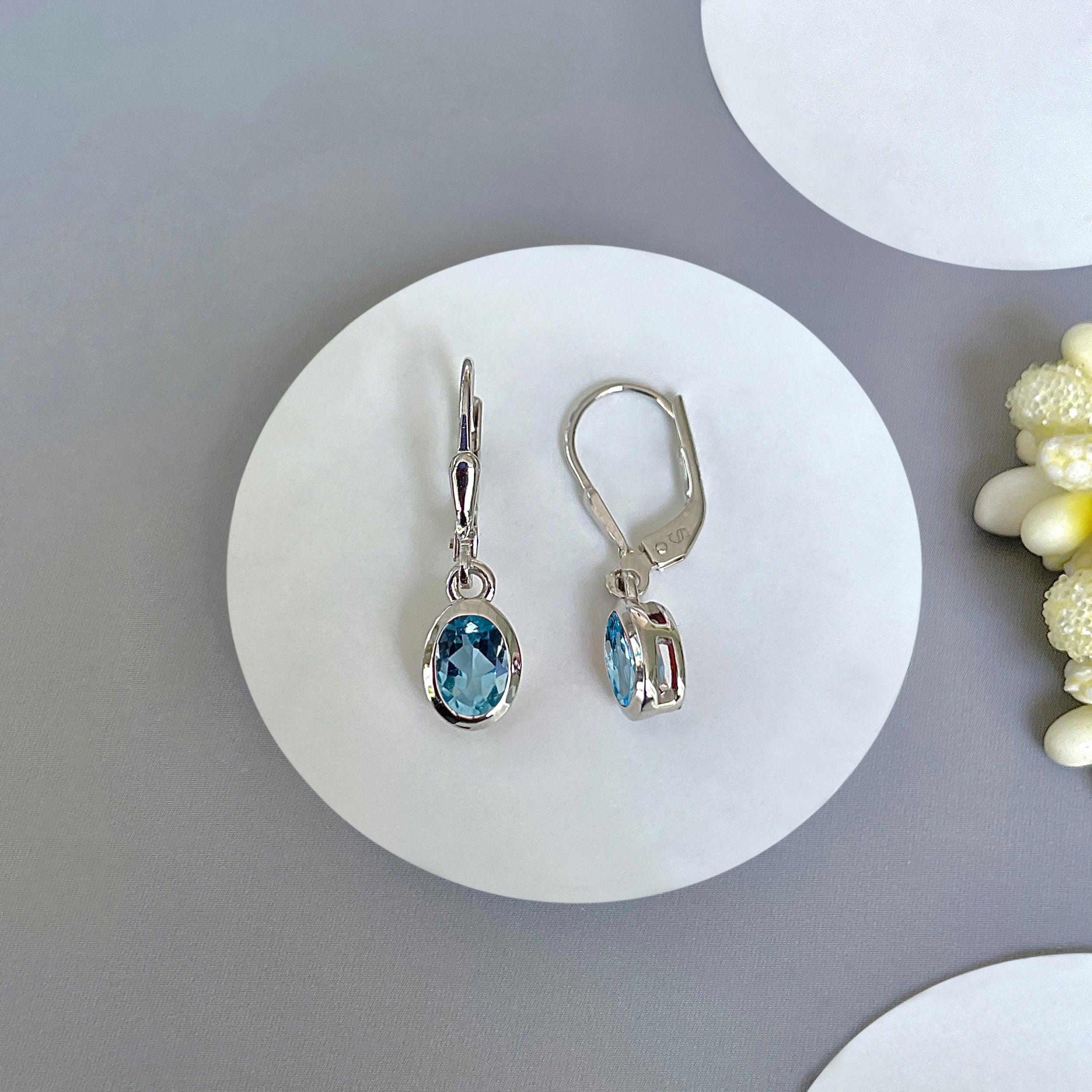 Blue Topaz Leverback Earring-(BTZ-SE-1316.)