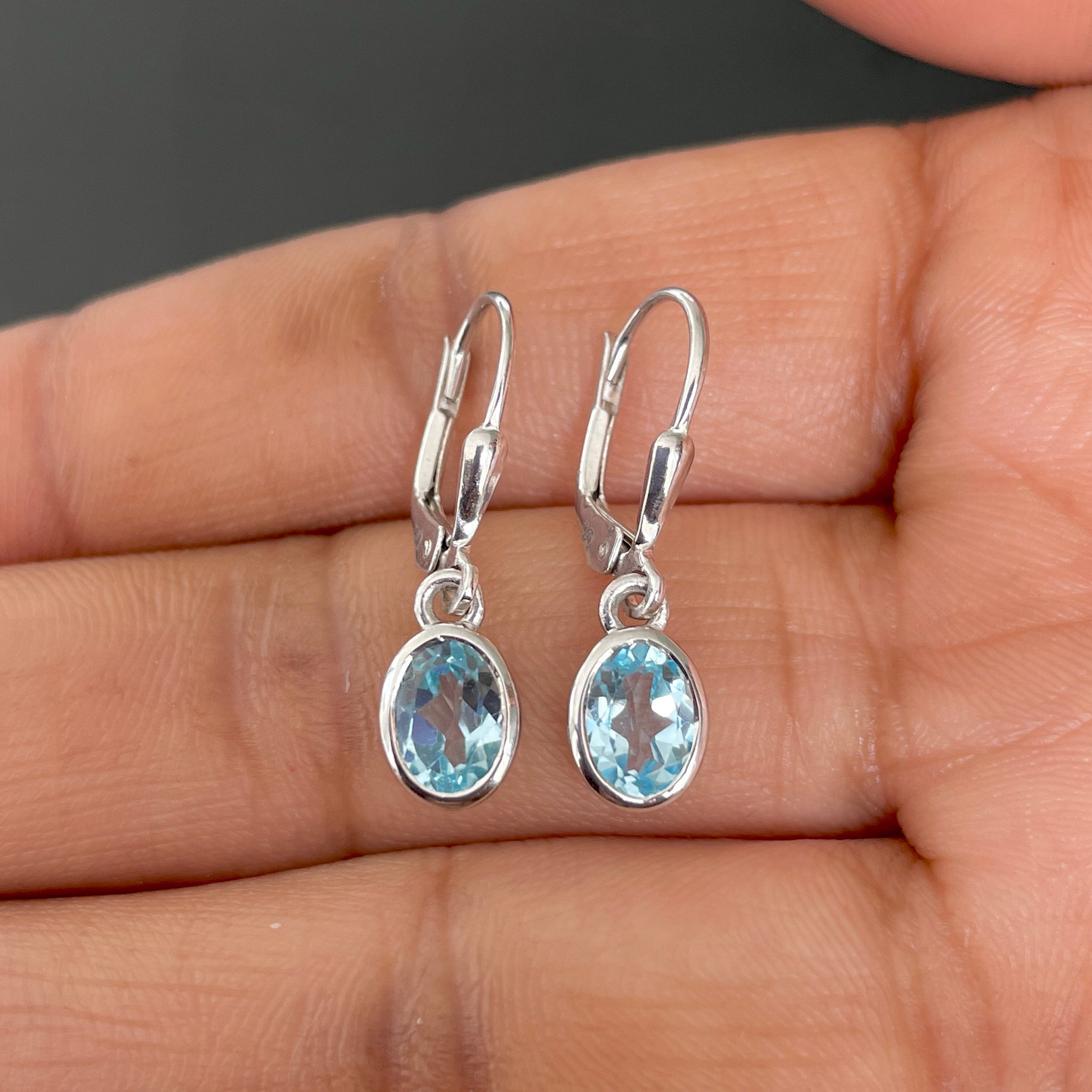 Blue Topaz Leverback Earring-(BTZ-SE-1316.)