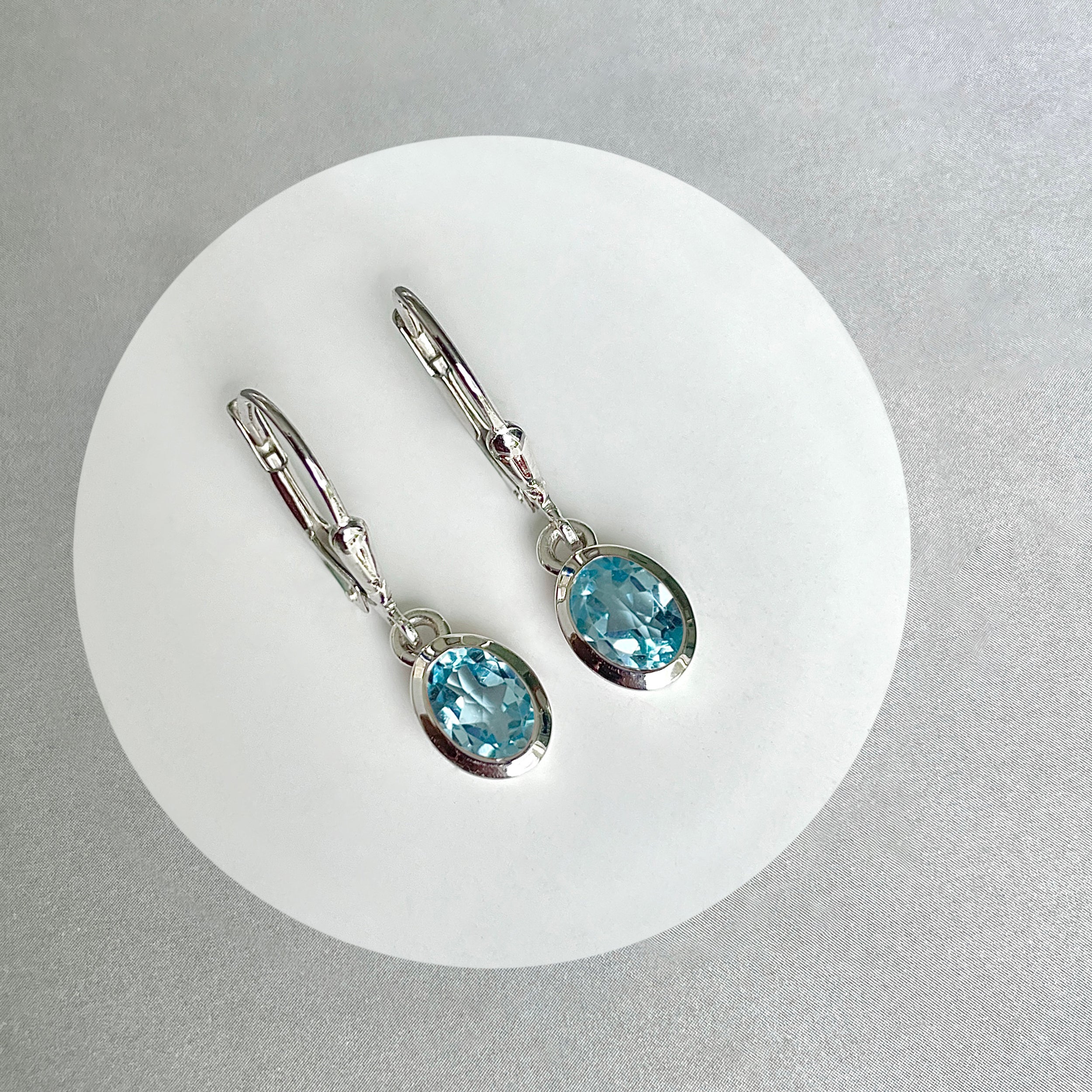Blue Topaz Leverback Earrings-(BTZ-SE-1316.)