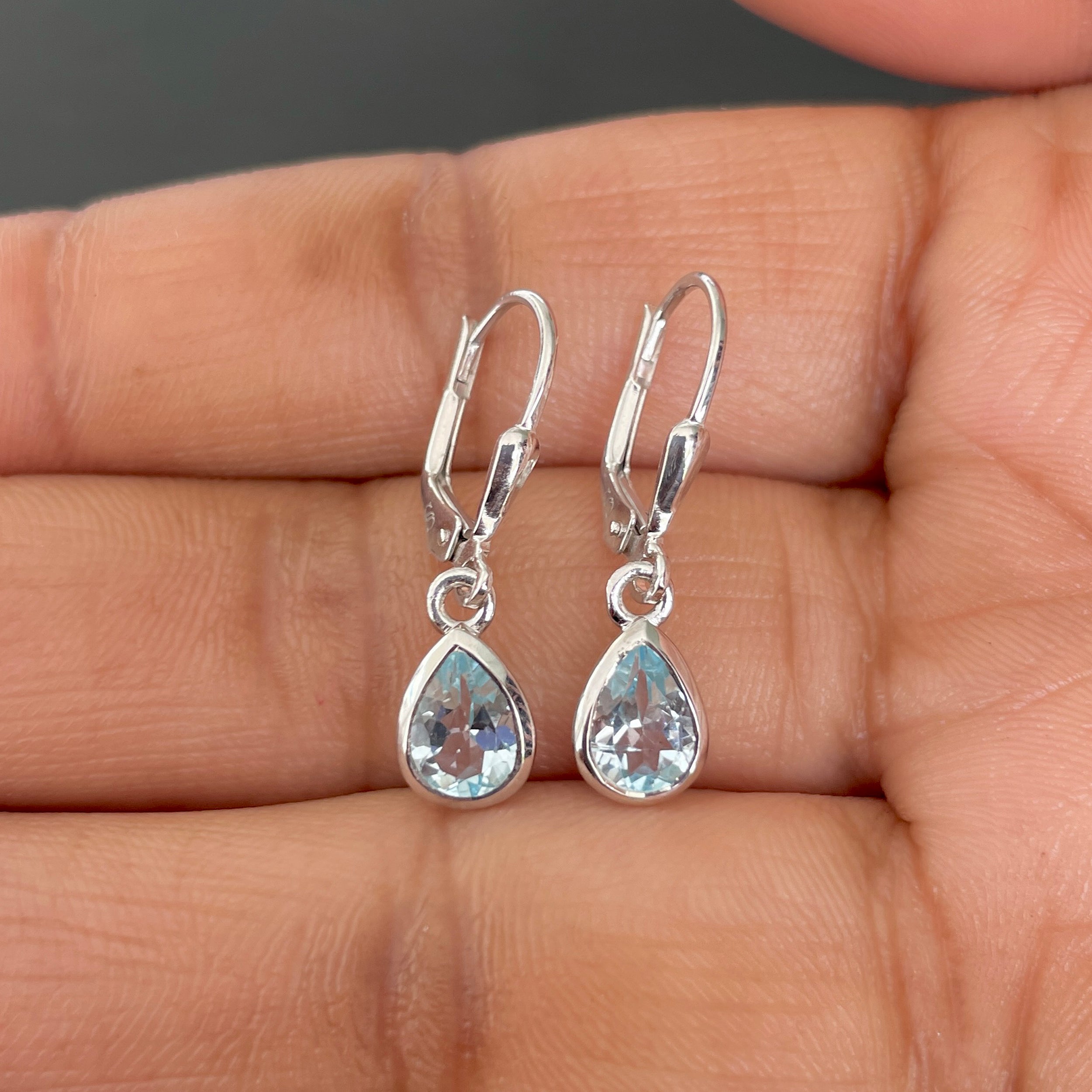 Blue Topaz Leverback  Earring-(BTZ-SE-1317.)